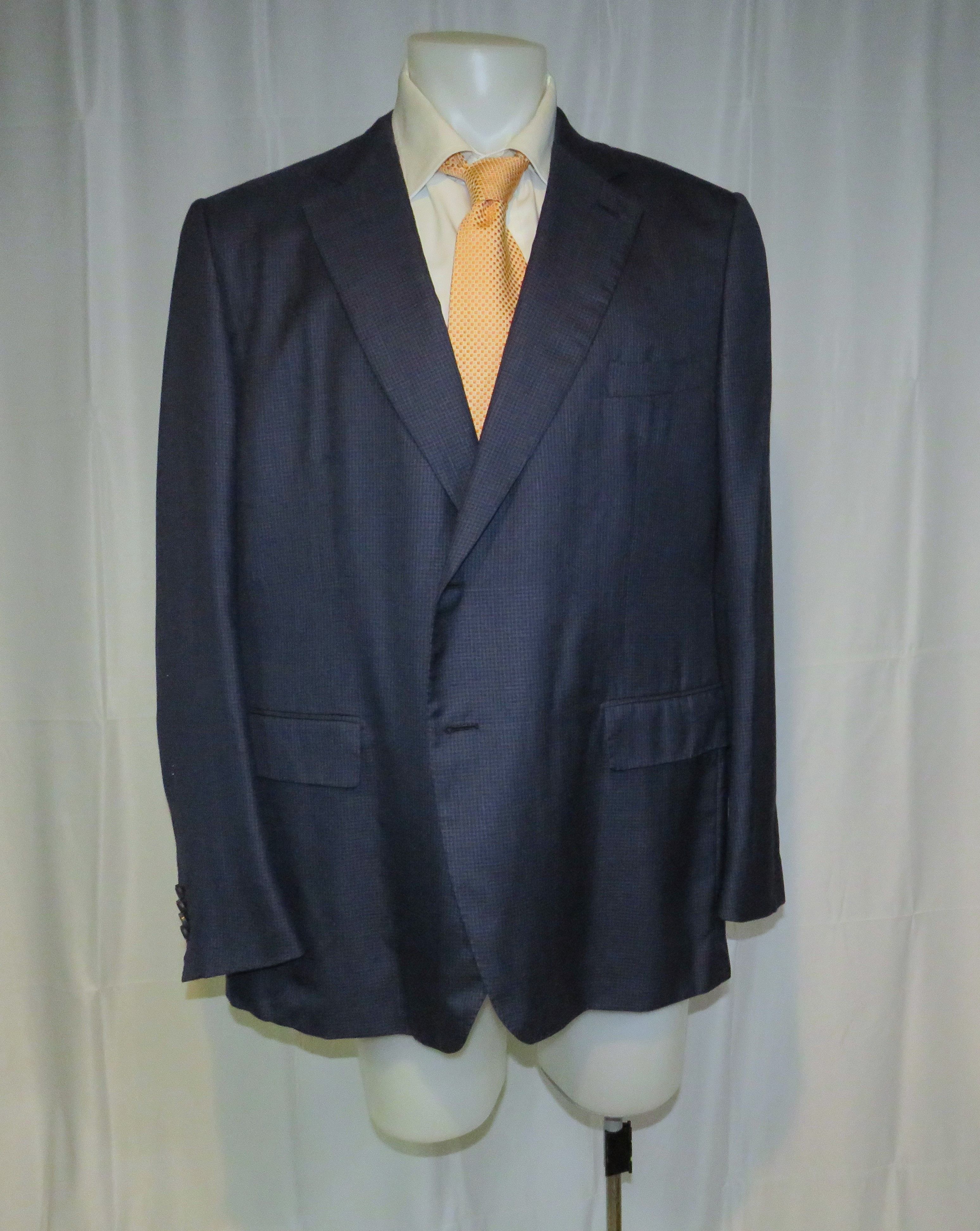 Ermenegildo Zegna Su Misura Couture Cashmere Blend Blue Check Sport Coat 50R Size 50R - 7 Thumbnail