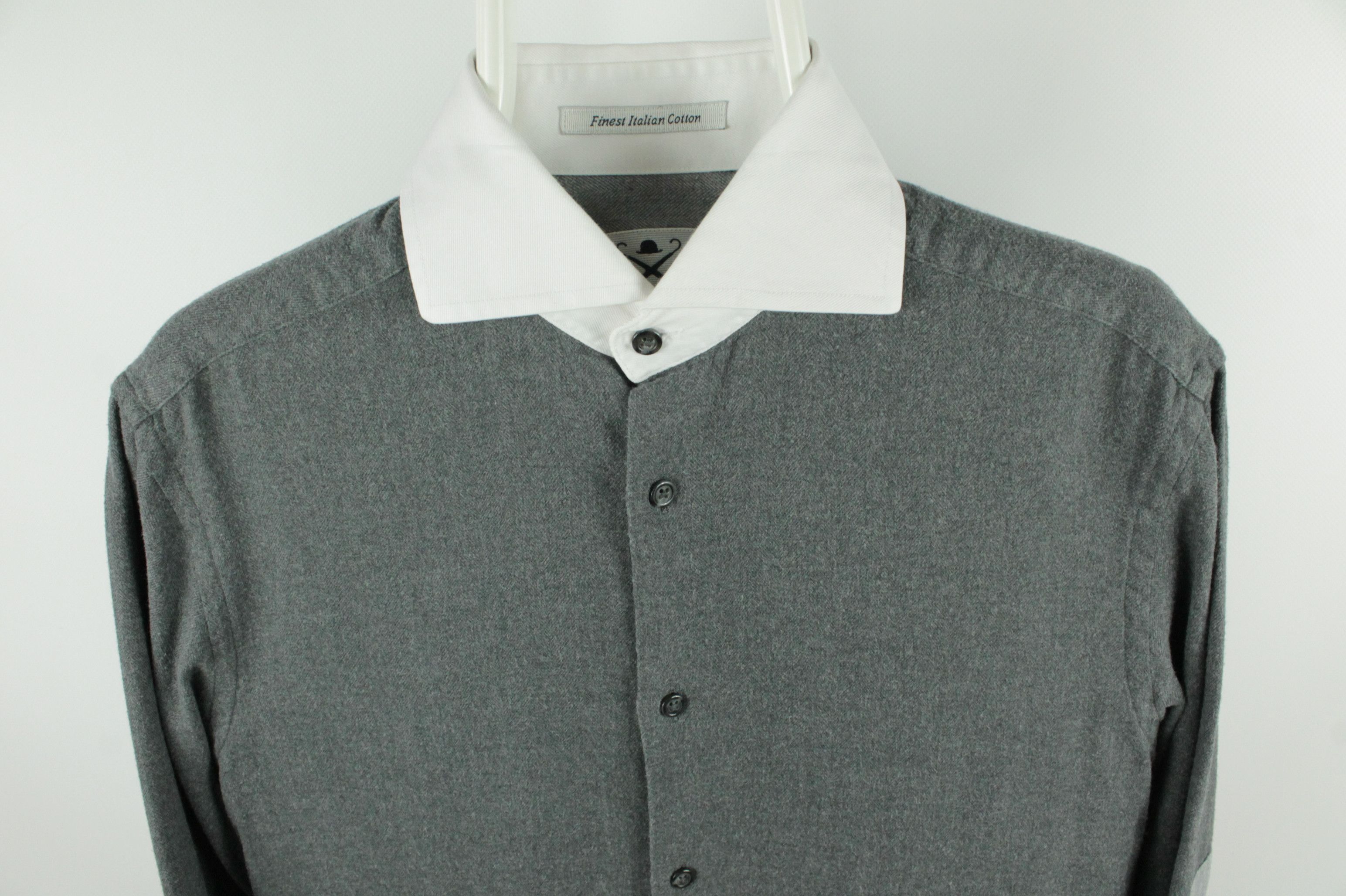 Designer × Hackett Hackett Micro Herringbone Flannel Slim Fit Dress Shirt Men's Size US M / EU 48-50 / 2 - 12 Thumbnail