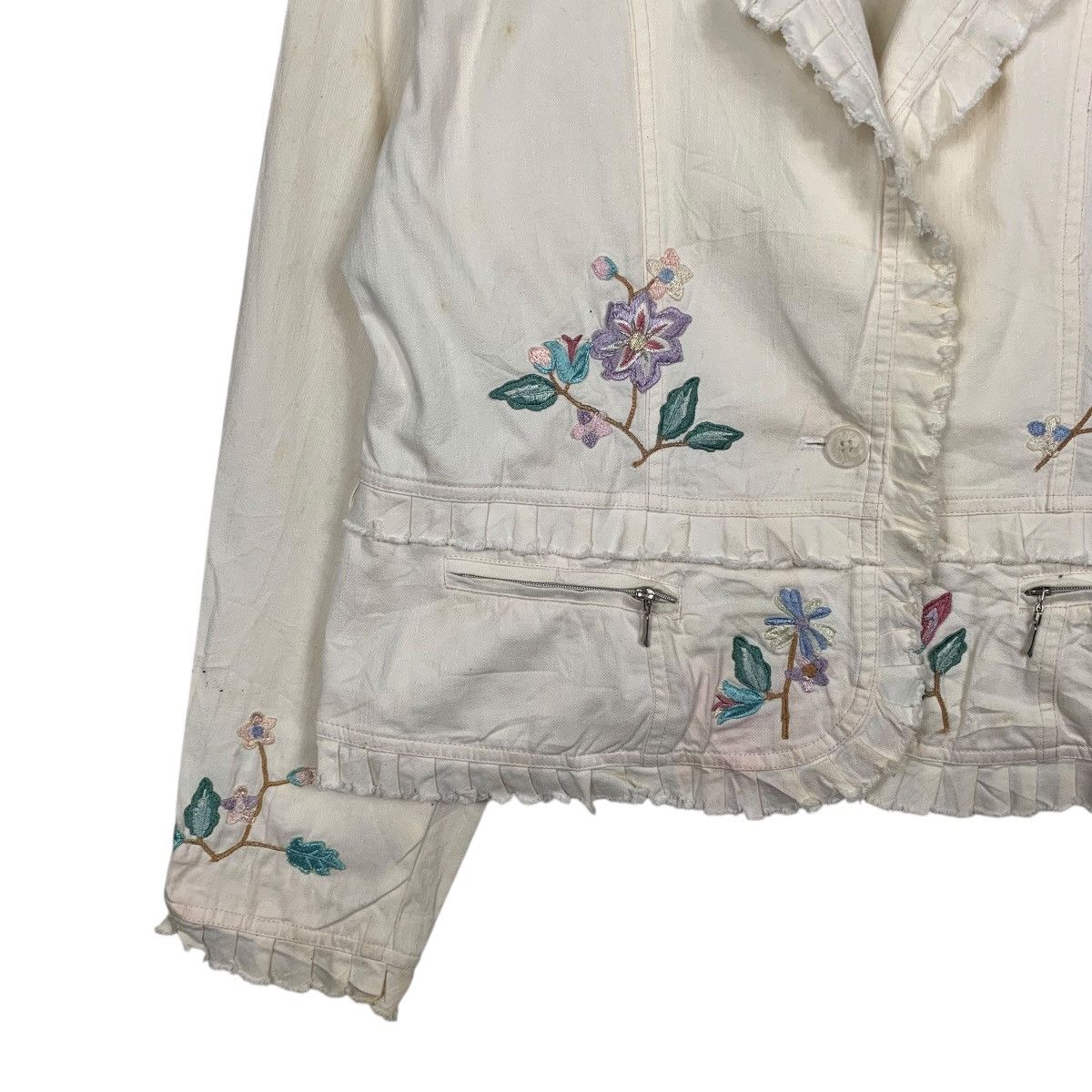 Japanese Brand E.Larin Flower Design Crop Jacket Size S / US 4 / IT 40 - 3 Thumbnail