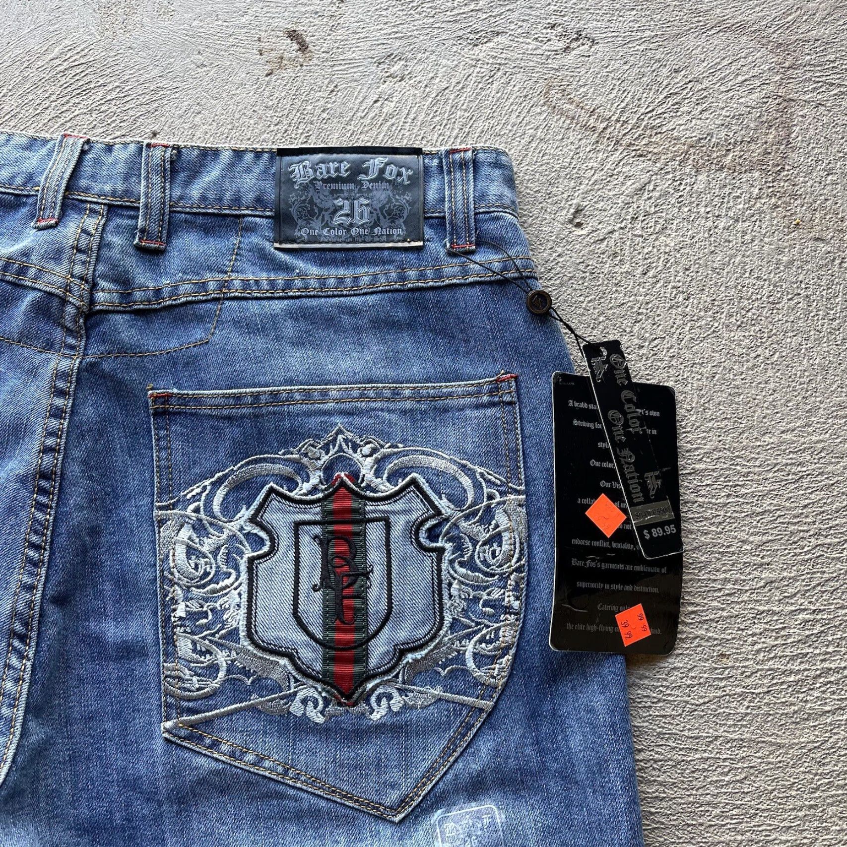 Vintage VINTAGE Bare Fox Baggy Jeans Mens 38x32 Blue Embroidered Wide-Leg 90s Grunge Hip Hop Size US 38 / EU 54 - 4 Thumbnail