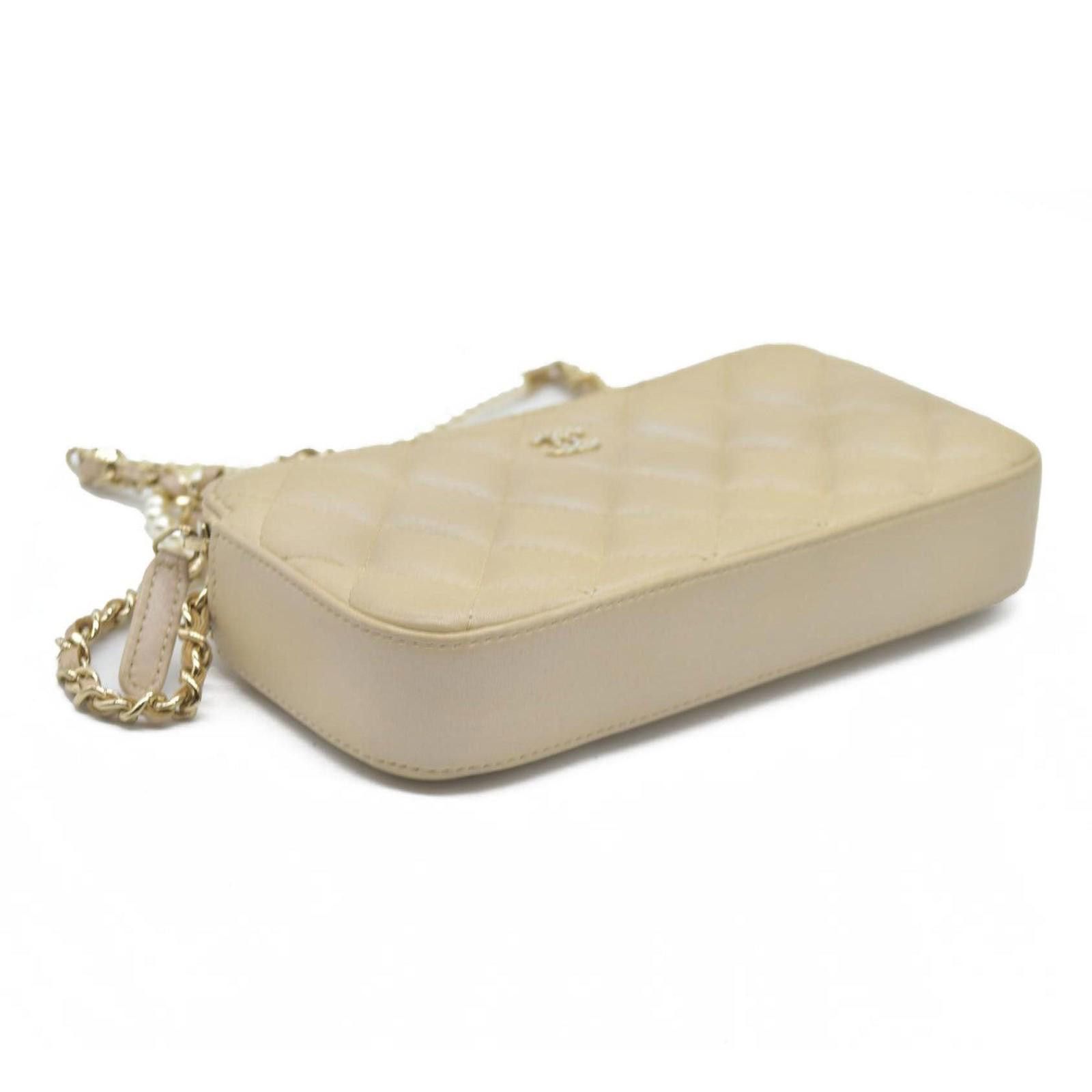 Chanel Chanel Canvas Small Rectangular Leather Chain Clutch Beige Size ONE SIZE - 12 Thumbnail