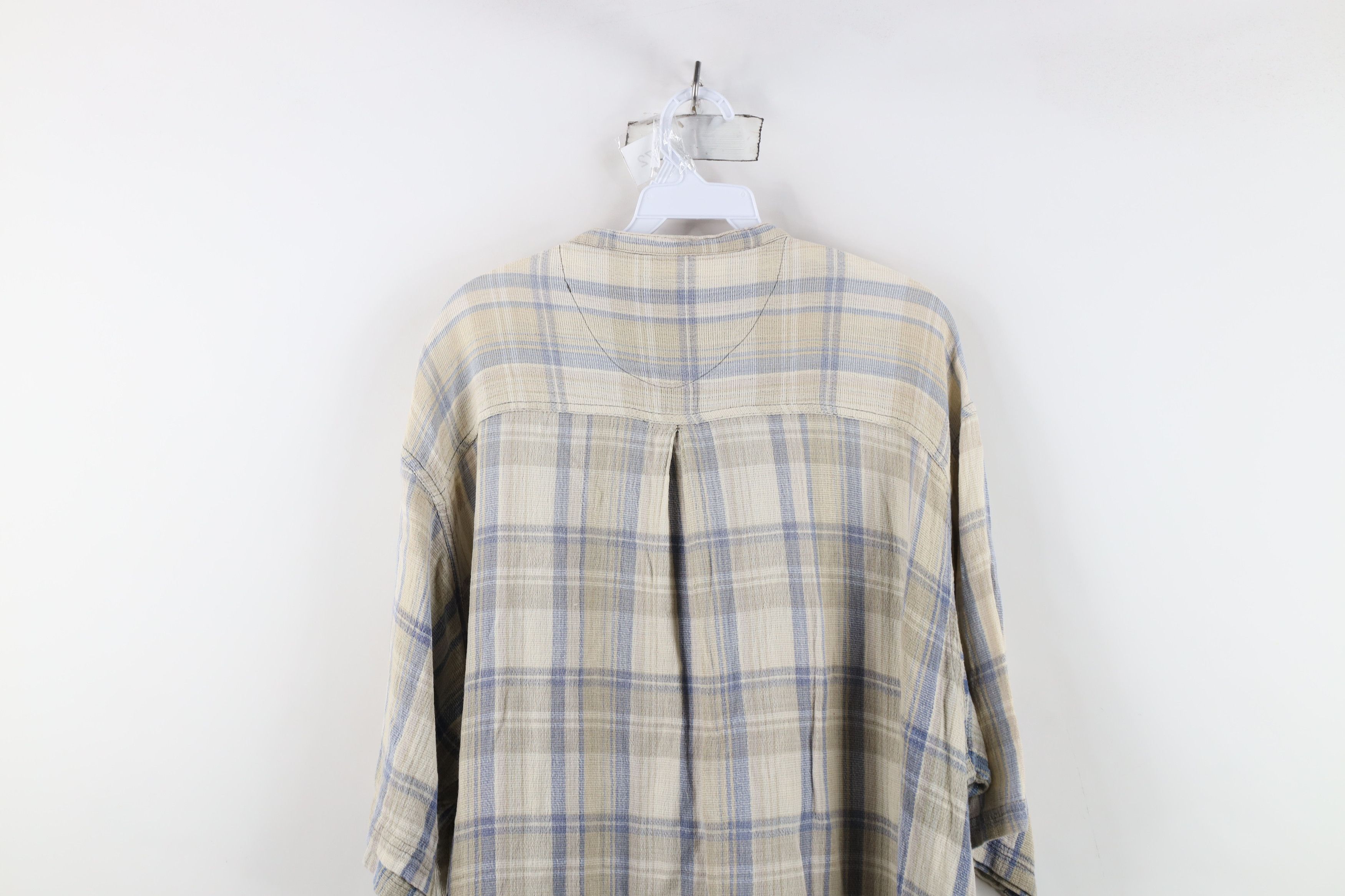 Vintage Vintage 90s Streetwear Cotton Weave Knit Button Shirt Plaid Size US XXL / EU 58 / 5 - 11 Thumbnail