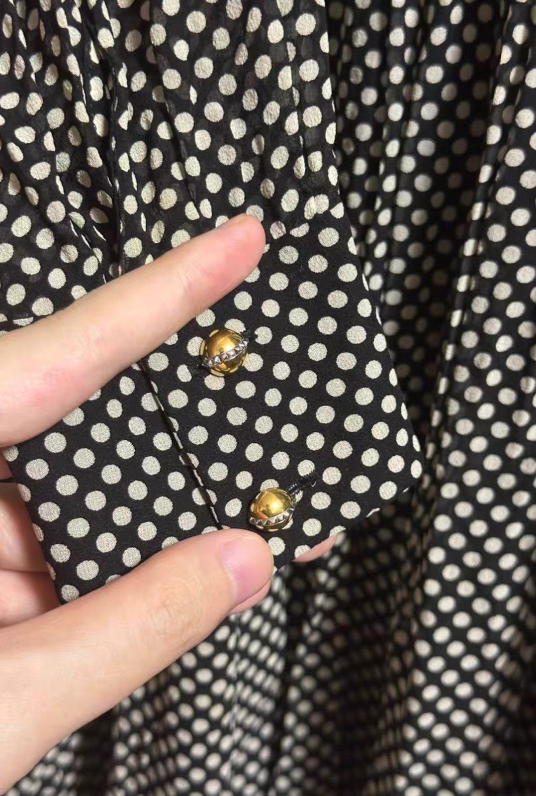 Celine Celine Black & White Polka Dot Mulberry Silk Dress Size S / US 4 / IT 40 - 5 Thumbnail