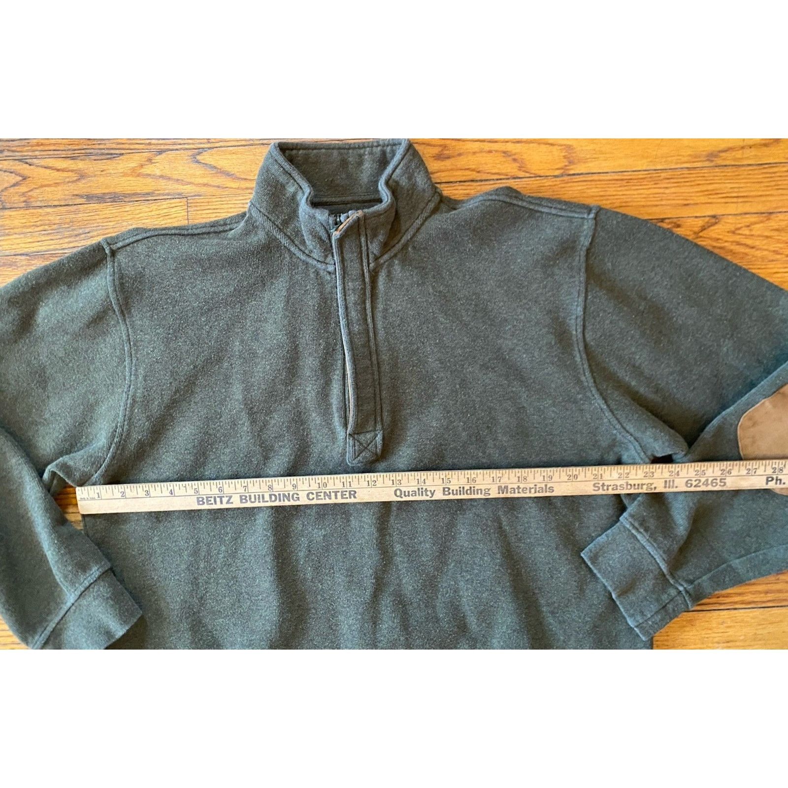 Orvis Men's Orvis Quarter Zip Sweatshirt Green L Elbow Patches Size US L / EU 52-54 / 3 - 6 Thumbnail