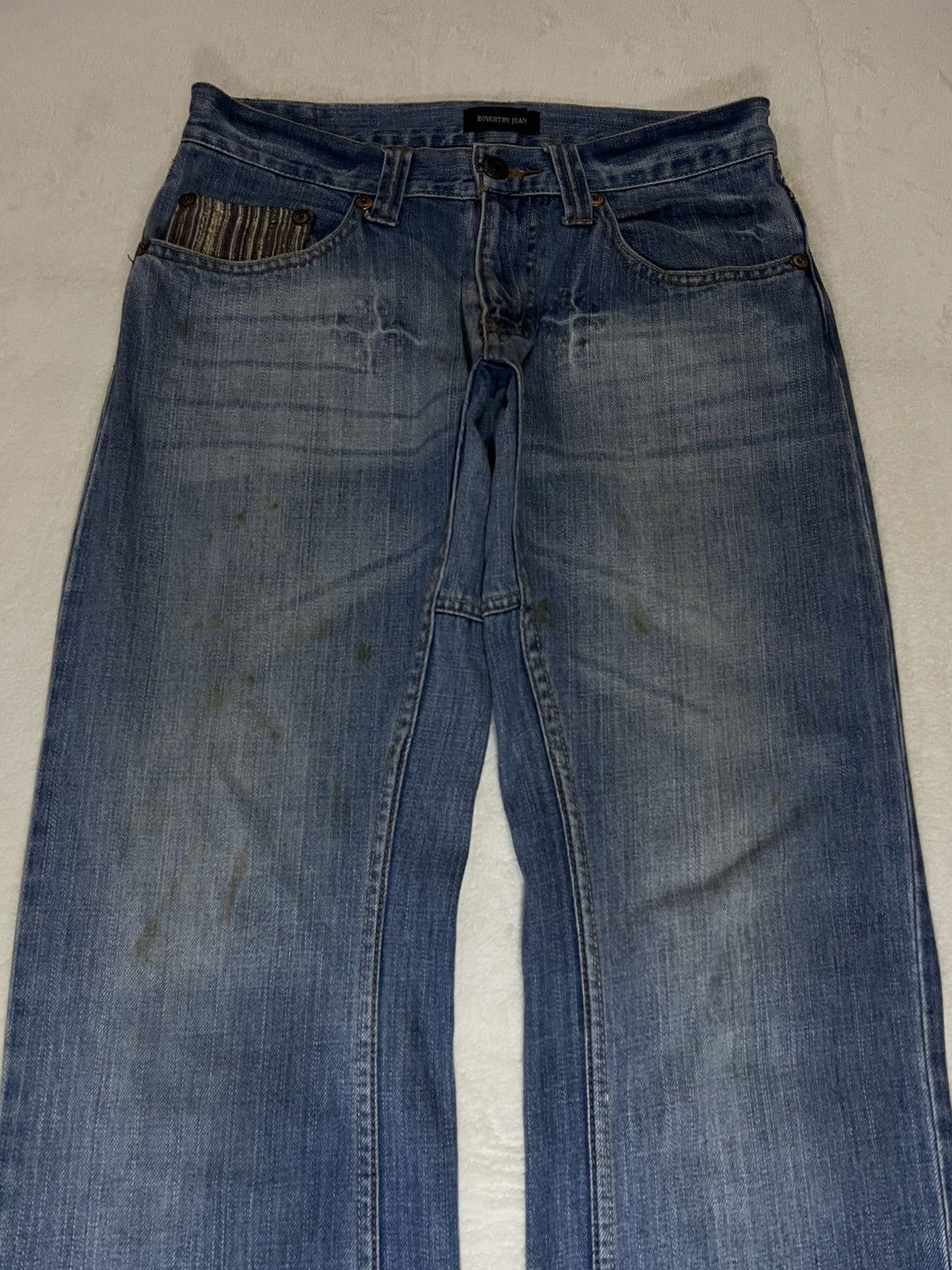 Japanese Brand Vintage Rovertry Mudwash Faded Distress Denim Jeans Size US 31 - 2 Thumbnail