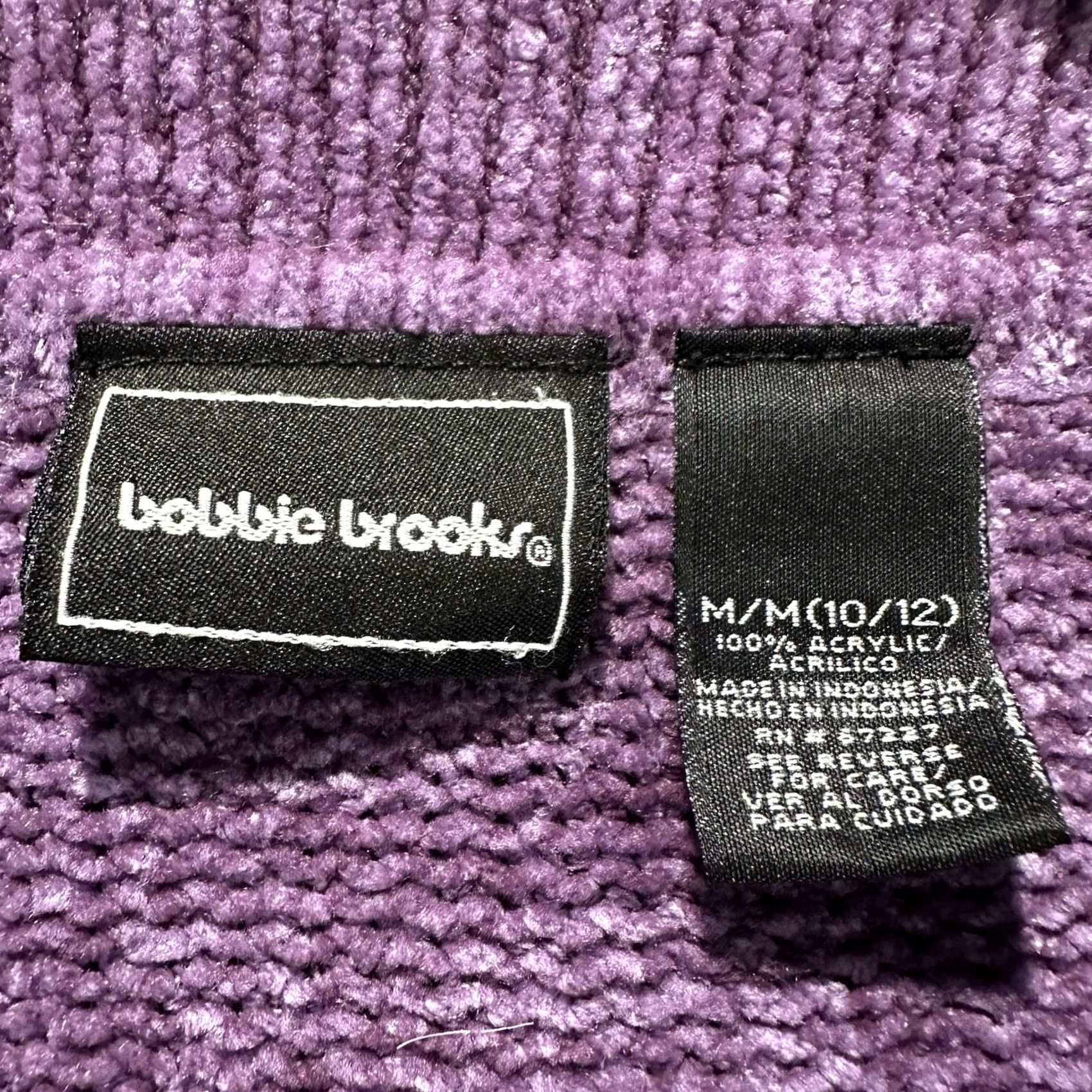 Vintage VINTAGE Bobbie Brooks Sweater Womens Medium Purple Cable Knit Full Zip 90s READ Size XL / US 12-14 / IT 48-50 - 4 Thumbnail