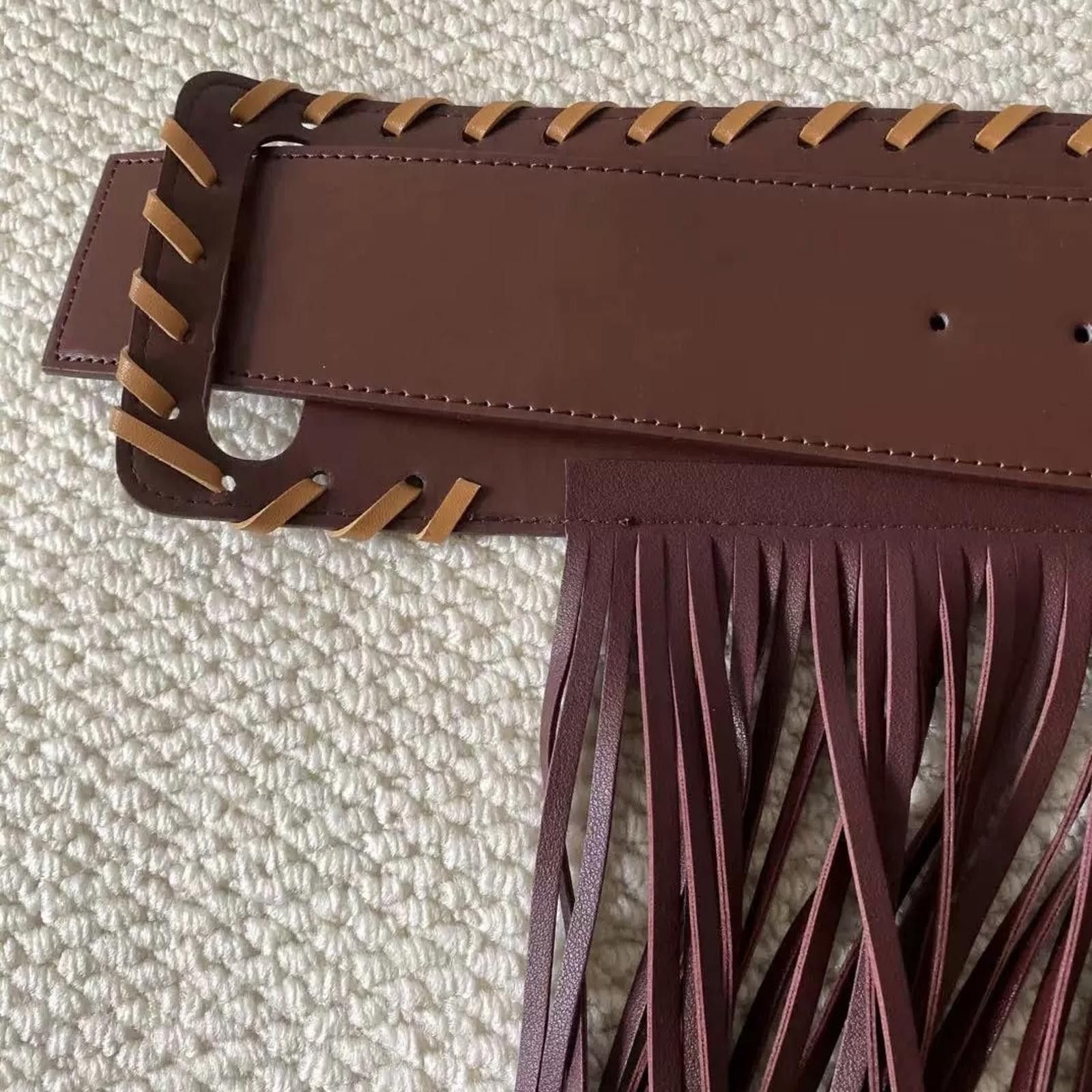 Japanese Brand Y2K Edgy Chunky Modern Belt, Tassel Wide Strap Waistband Size ONE SIZE - 7 Thumbnail