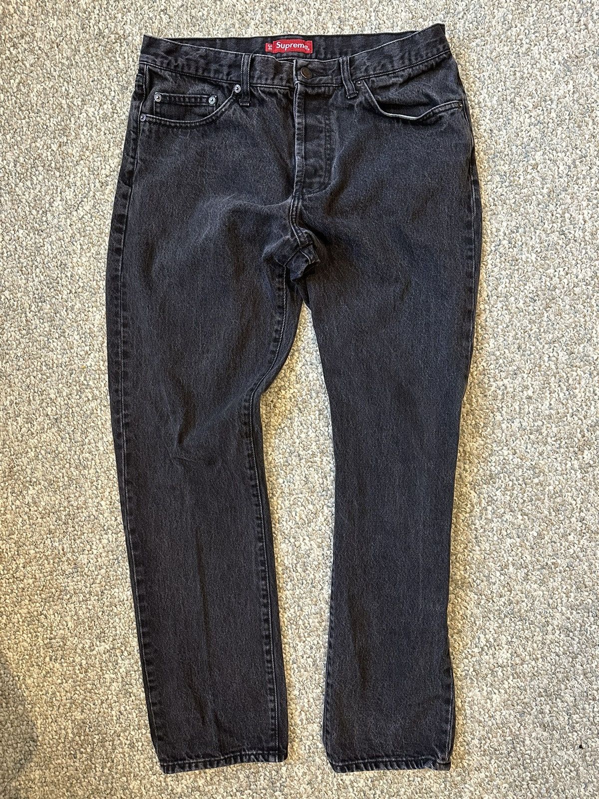 Supreme Stone Washed Black Slim Jeans