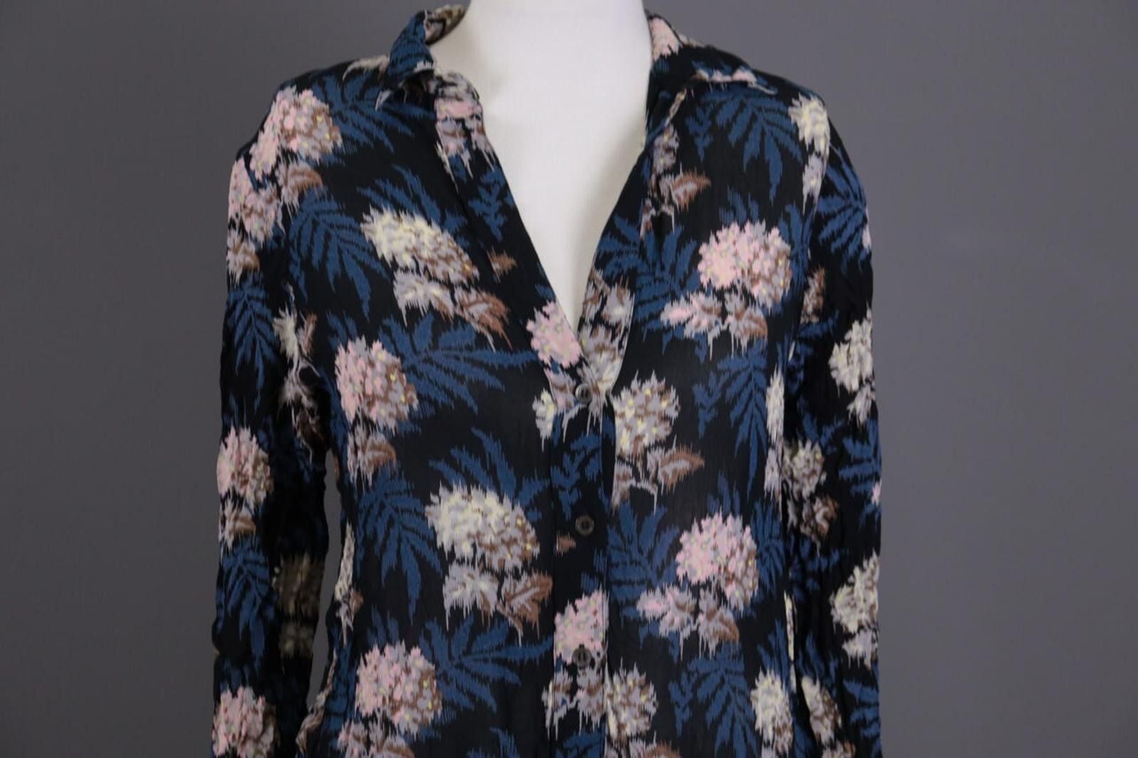 Gianni Valentino Ganni Multicolor Floral V-Neck A-Line Tunic Dress Size XS Size XS / US 0-2 / IT 36-38 - 3 Thumbnail