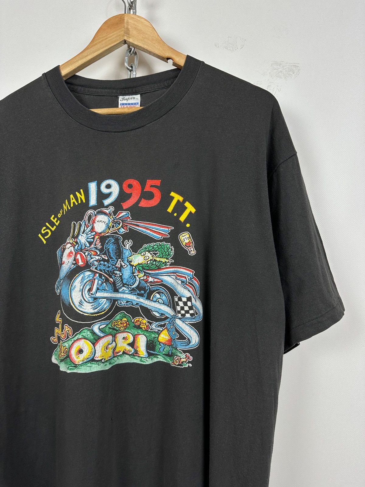 Vintage 1995 Vintage Isle Of Man Ogri Moto T-Shirt Size US XL / EU 56 / 4 - 5 Thumbnail