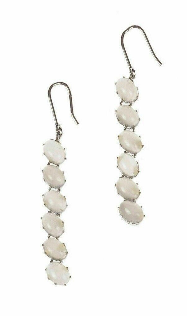 Designer Sterling Silver & Grey Moonstone Cabochon Dangling Earrings Size ONE SIZE - 3 Thumbnail