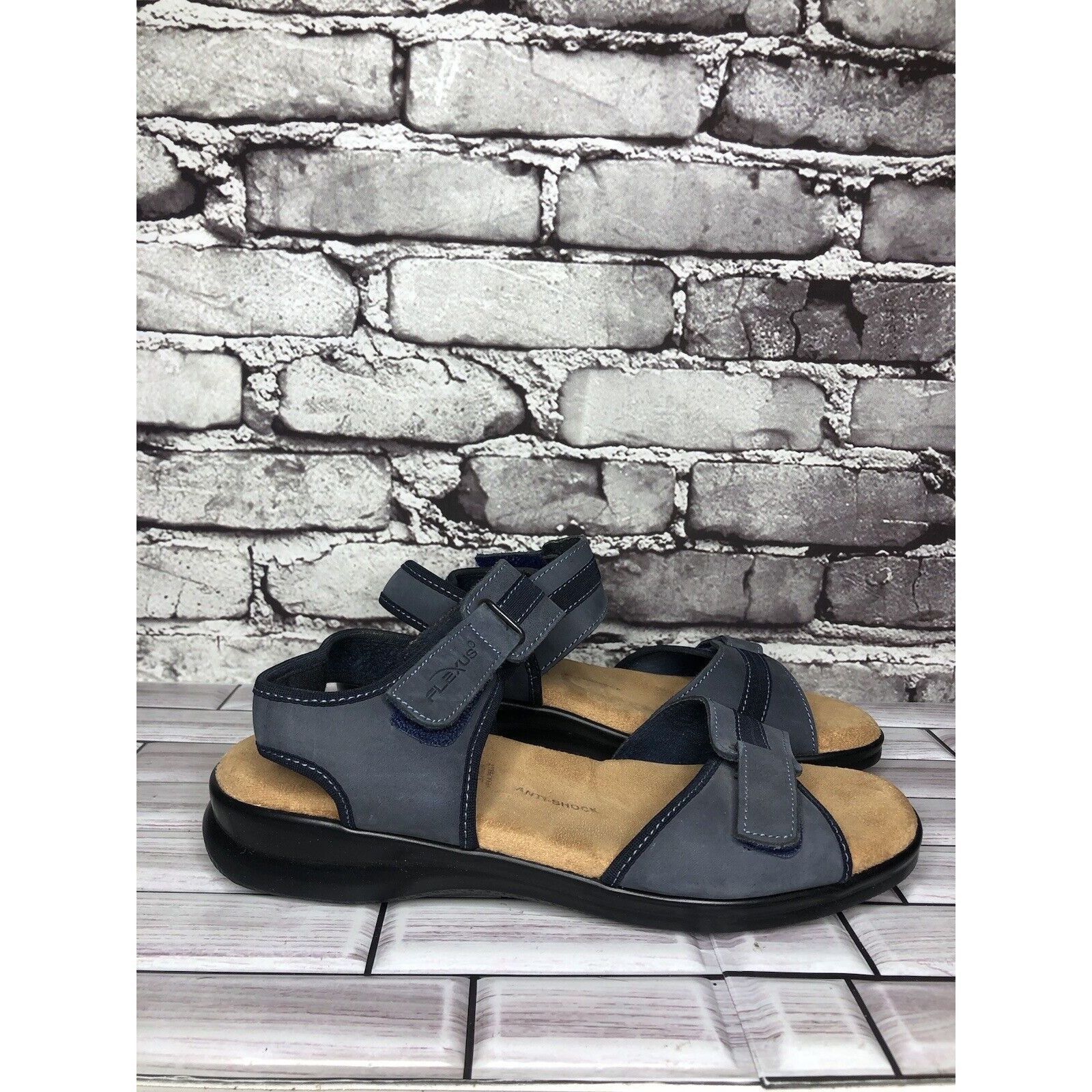 Other Flexus Spring Step Blue Leather Strap Casual Wedge Sandals W Size US 9.5 / IT 39.5 - 9 Thumbnail