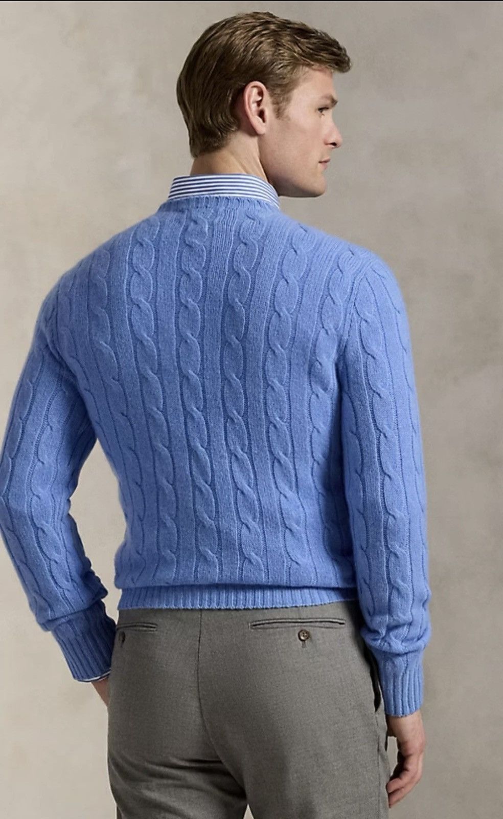 Polo Ralph Lauren Polo Ralph Lauren Cable-Knit Blue Cashmere Sweater Men’s XL Size US XL / EU 56 / 4 - 2 Thumbnail