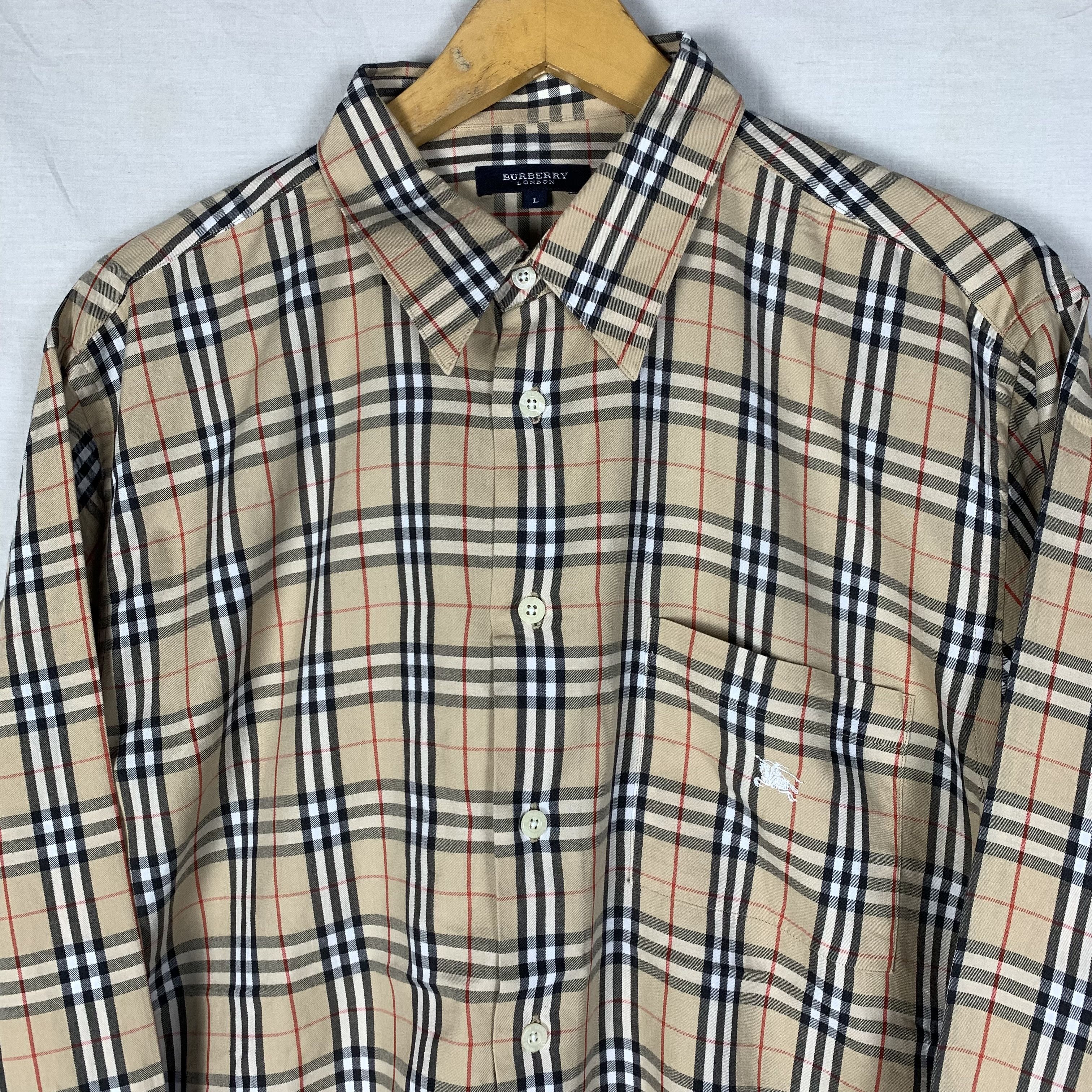 Burberry × Vintage Vintage Burberry Nova Check L/S Shirt Size US L / EU 52-54 / 3 - 3 Thumbnail