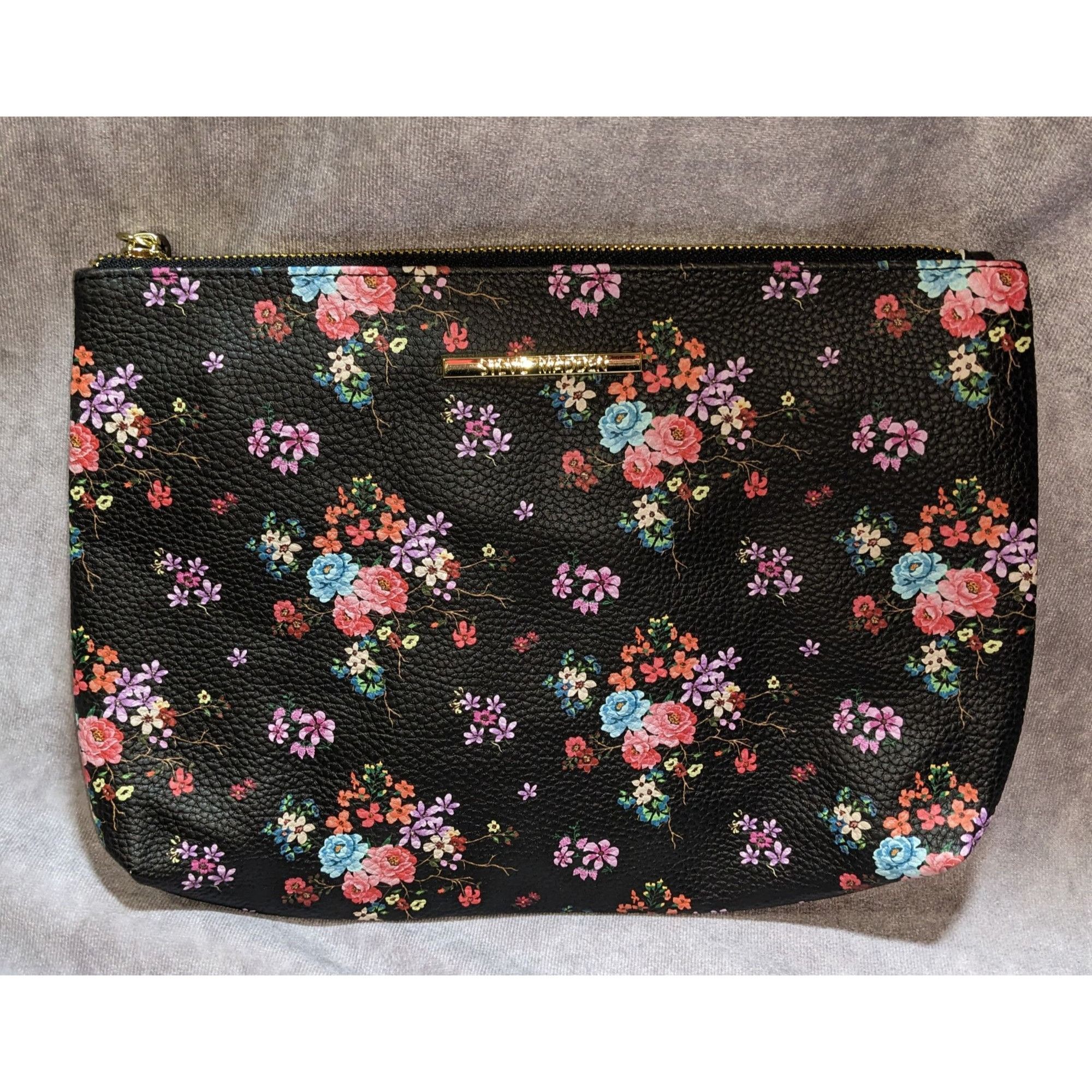 Steve Madden Steve Madden Black Floral Faux Leather Clutch Size ONE SIZE - 1 Thumbnail