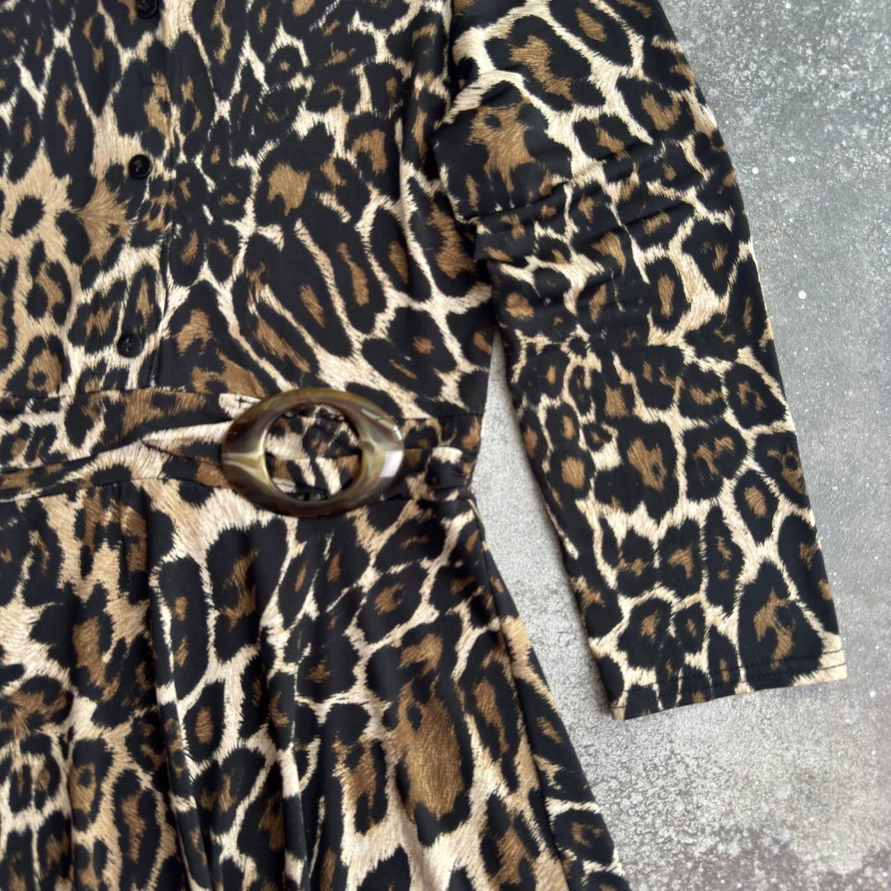 Hysteric Glamour × Vintage Morgan de Toi Leopard Printed Glam Belted Long Sleeve Dress Size S / US 4 / IT 40 - 4 Thumbnail