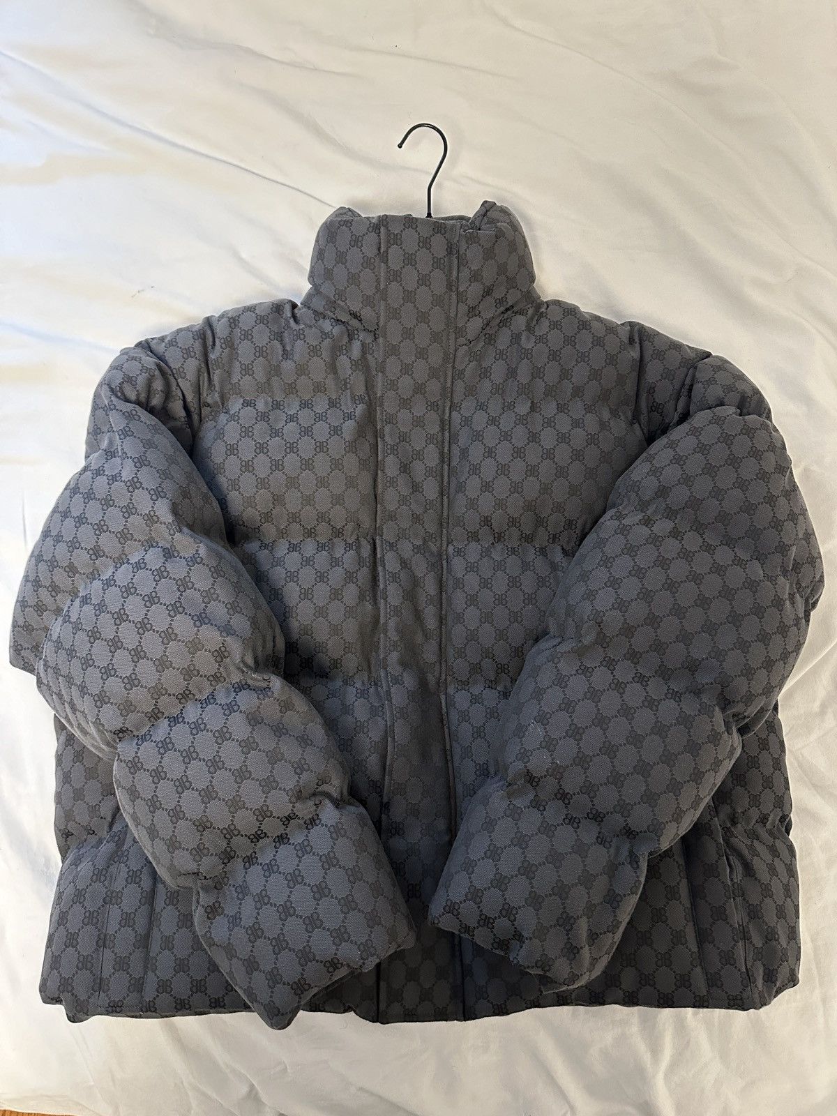 image of Balenciaga The Hacker Project Puffer Jacket in Black Grey, Men's (Size Medium)