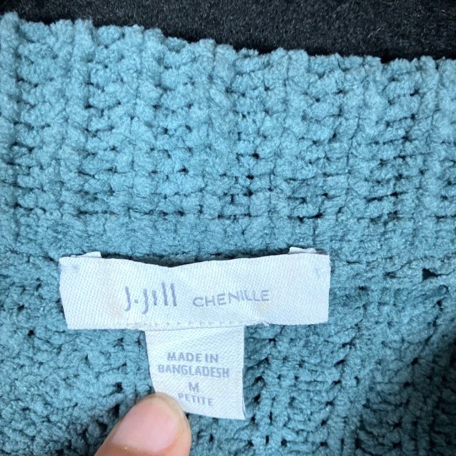 J. Jill J. Jill Sweater Blue Chenille Cable Knit Petite Long Sleeve Tunic MP, Pullover, Knit, Solid, Relaxed Fit, Petite, Women Size M / US 6-8 / IT 42-44 - 6 Thumbnail