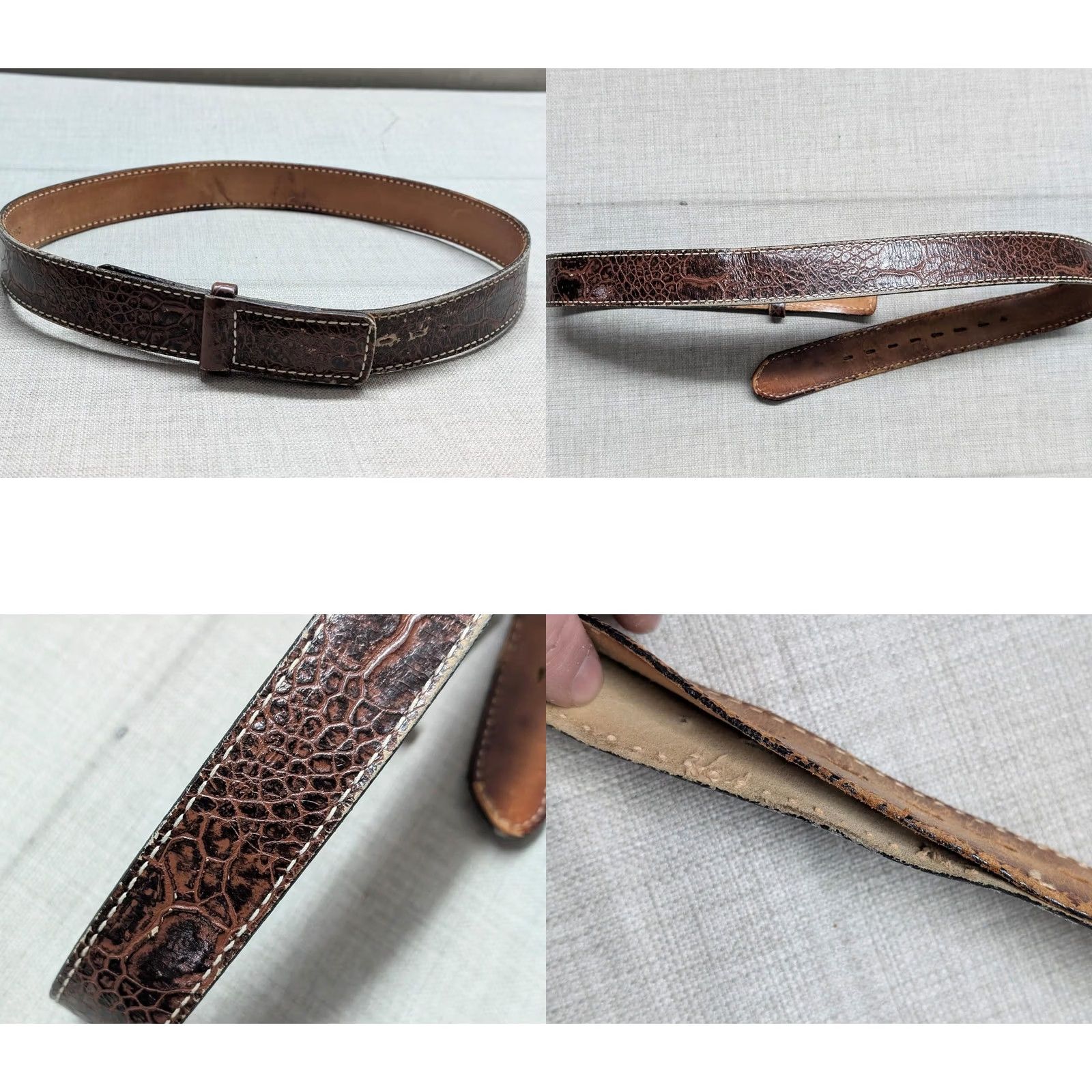 Vintage VINTAGE Justin belt Western belt 36 brown embossed sea turtle cowhide leather Mens Belt Size 36 - 9 Thumbnail