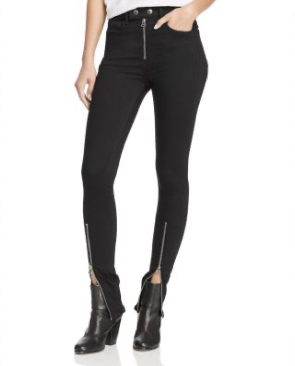 Rag & Bone rag & bone Tech Skinny Jeans Black Ankle Zip Moto Size 28 Size 28" / US 6 / IT 42 - 1 Thumbnail
