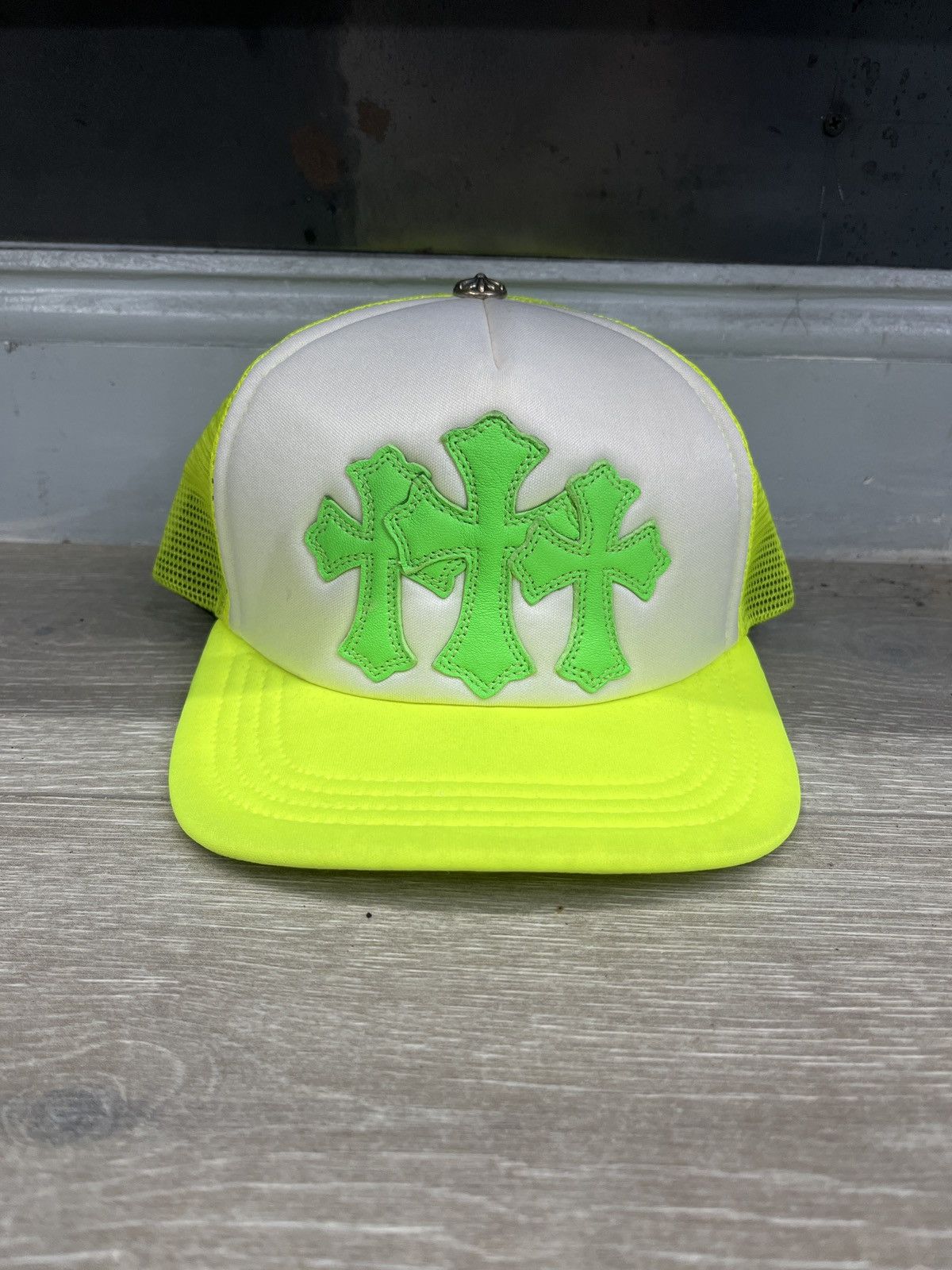Chrome Hearts Chrome Hearts Triple Cross Trucker Hat Neon Lime Green Color Size ONE SIZE - 1 Thumbnail