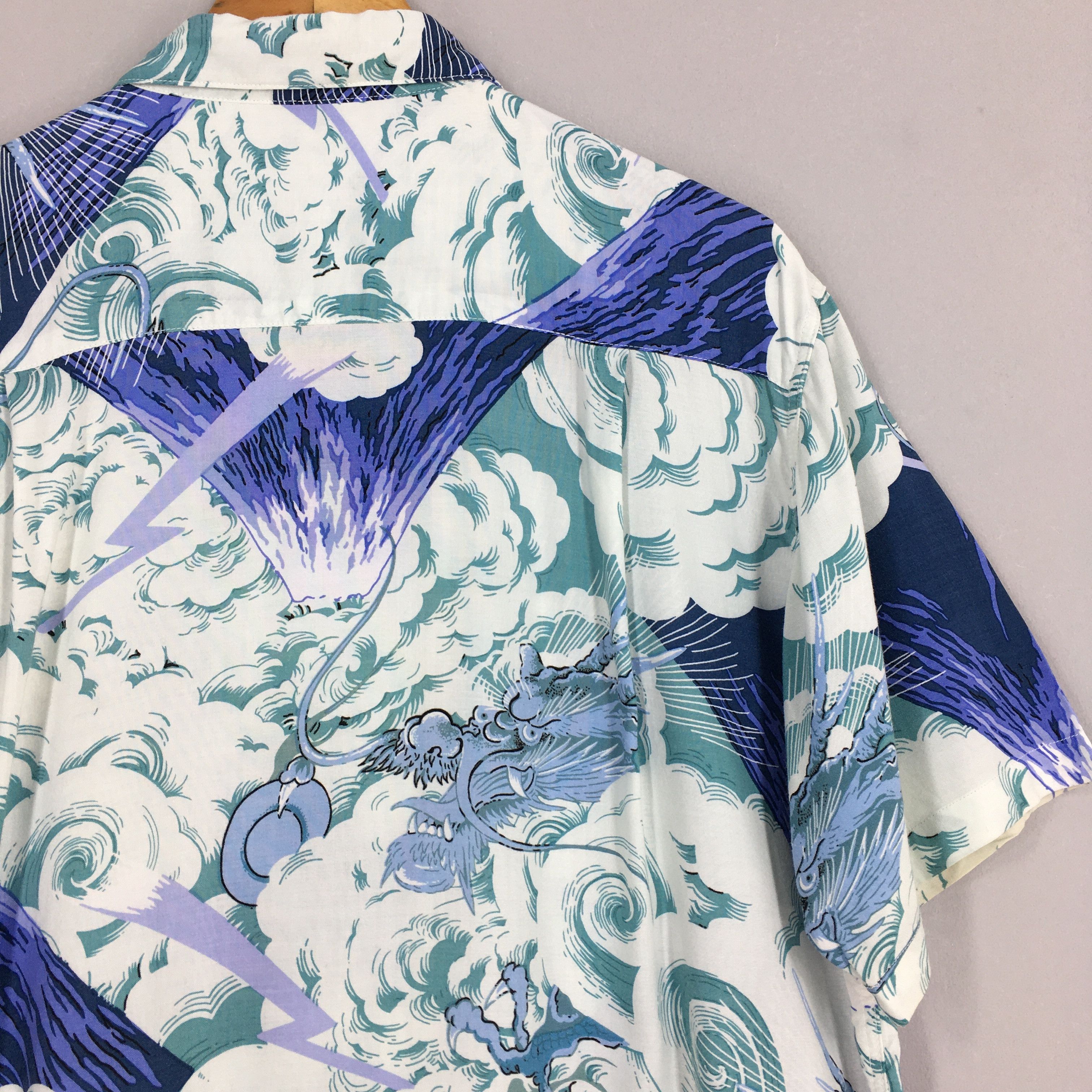 Sun Surf Vintage 80s Rockabilly Hawaiian Dragon Rayon Shirt Large Size US L / EU 52-54 / 3 - 8 Thumbnail
