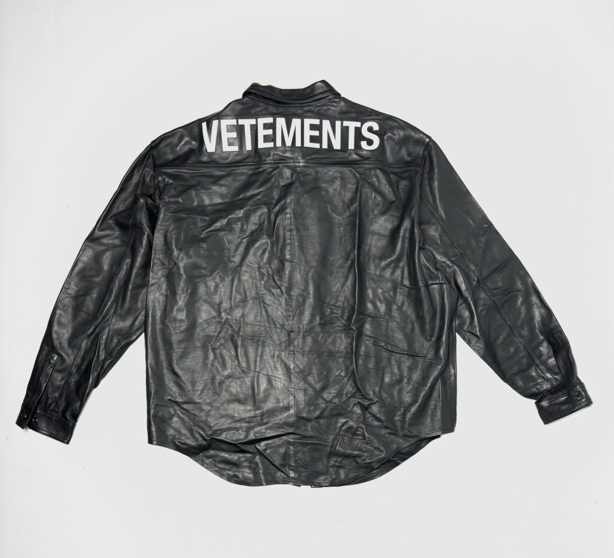 image of Vetements Oversized Leather Shirt in Black, Men's (Size Small)