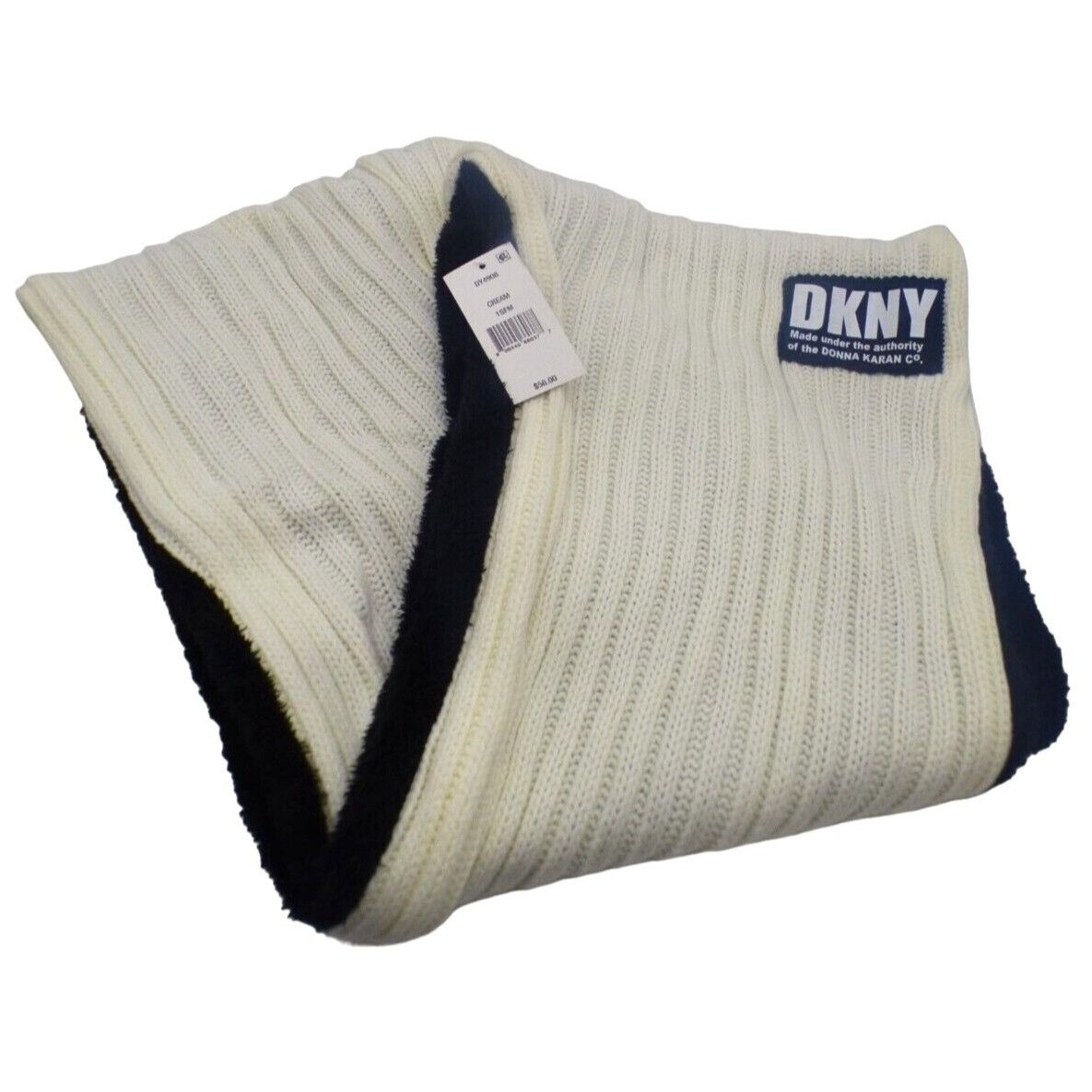 DKNY KNY Fleece-Lined Knit Infinity Scarf, Cream Size ONE SIZE - 2 Thumbnail
