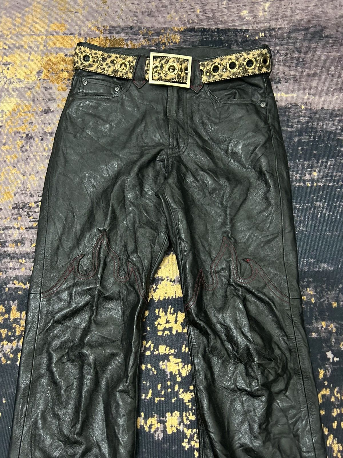 Takeo Kikuchi Takeo Kikuchi Fleur Leather Pants Size US 30 / EU 46 - 6 Thumbnail