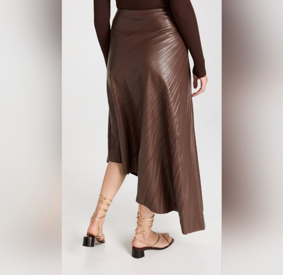 House of Harlow HOUSE OF HARLOW 1960 Brown Pleated Faux Leather Skirt Size 30" / US 8 / IT 44 - 5 Thumbnail