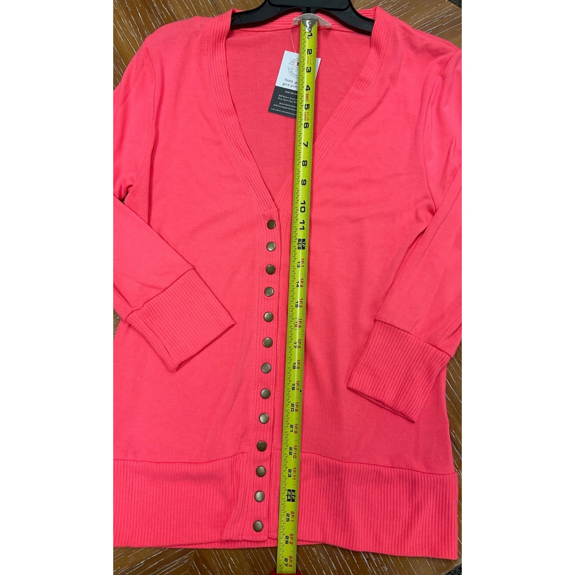 Other Zenana Womens Coral Pink Button-Front Cardigan XL Lightweigh Size XL / US 12-14 / IT 48-50 - 6 Thumbnail
