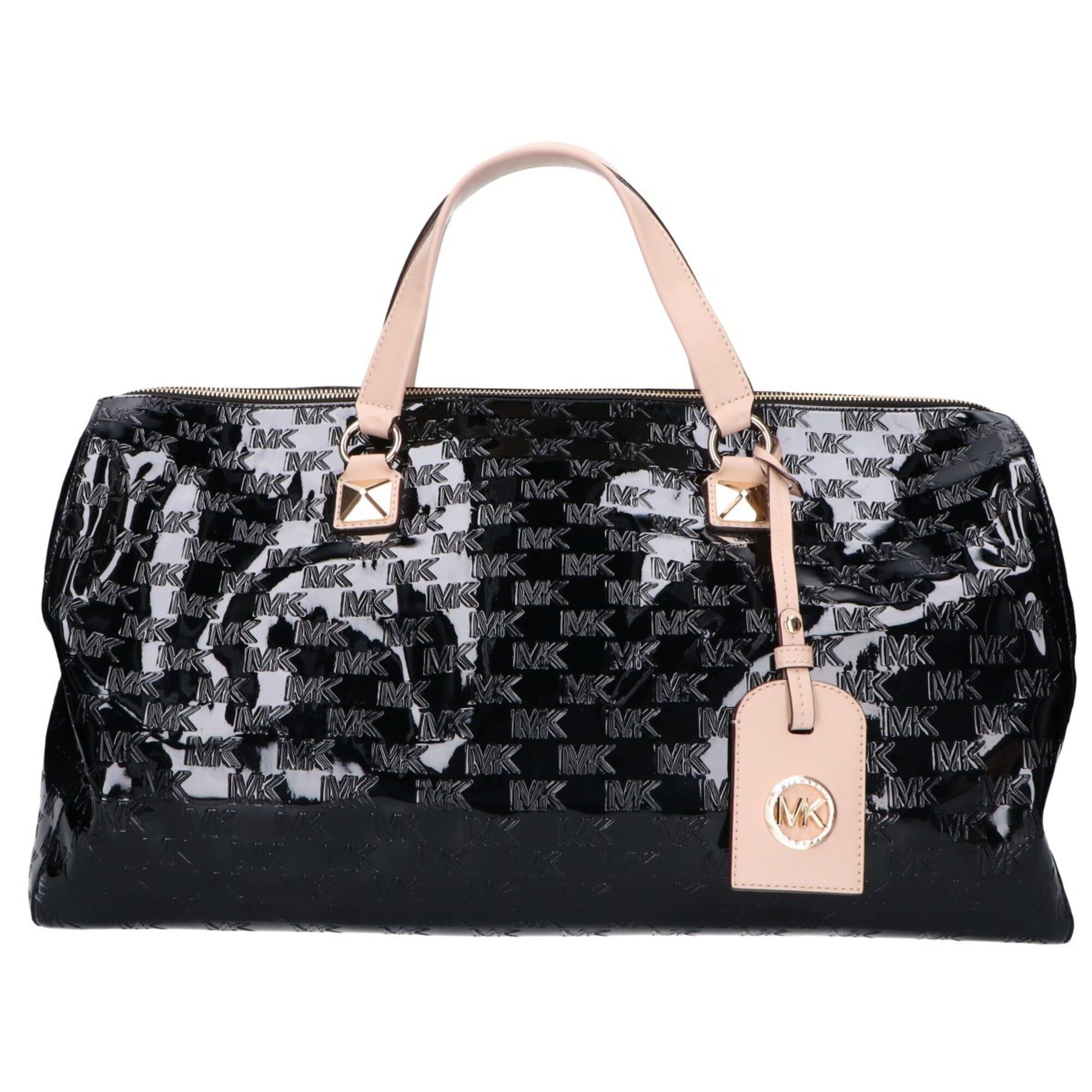 Michael Kors MICHAEL KORS Grayson Embossed Logo Patent Satchel Extra Large Boston Bag Black Women's Size ONE SIZE - 1 Thumbnail