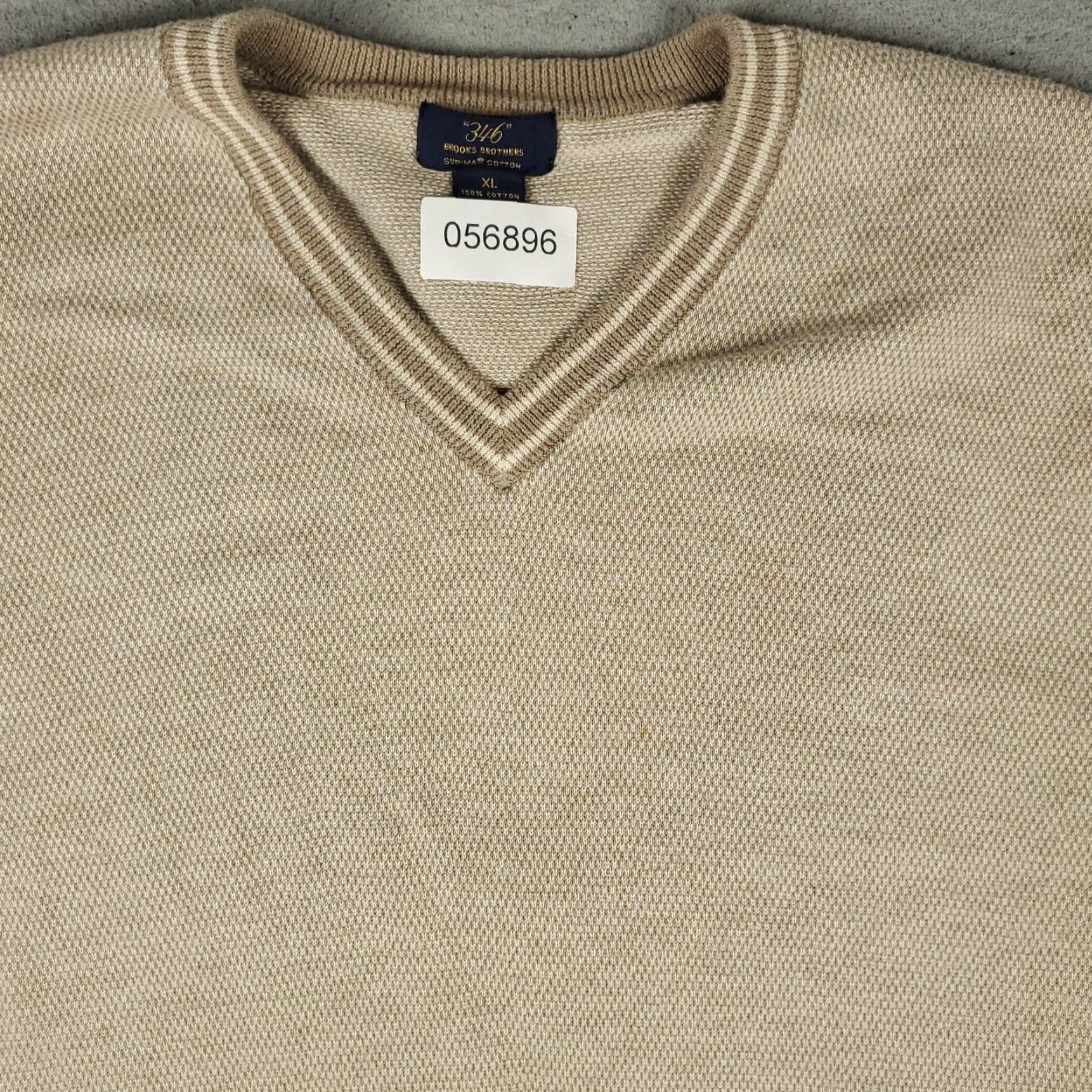 Brooks Brothers Brooks Brothers Mens Extra Large XL Cotton V Neck Beige Pullover Sweater Size US XL / EU 56 / 4 - 2 Thumbnail