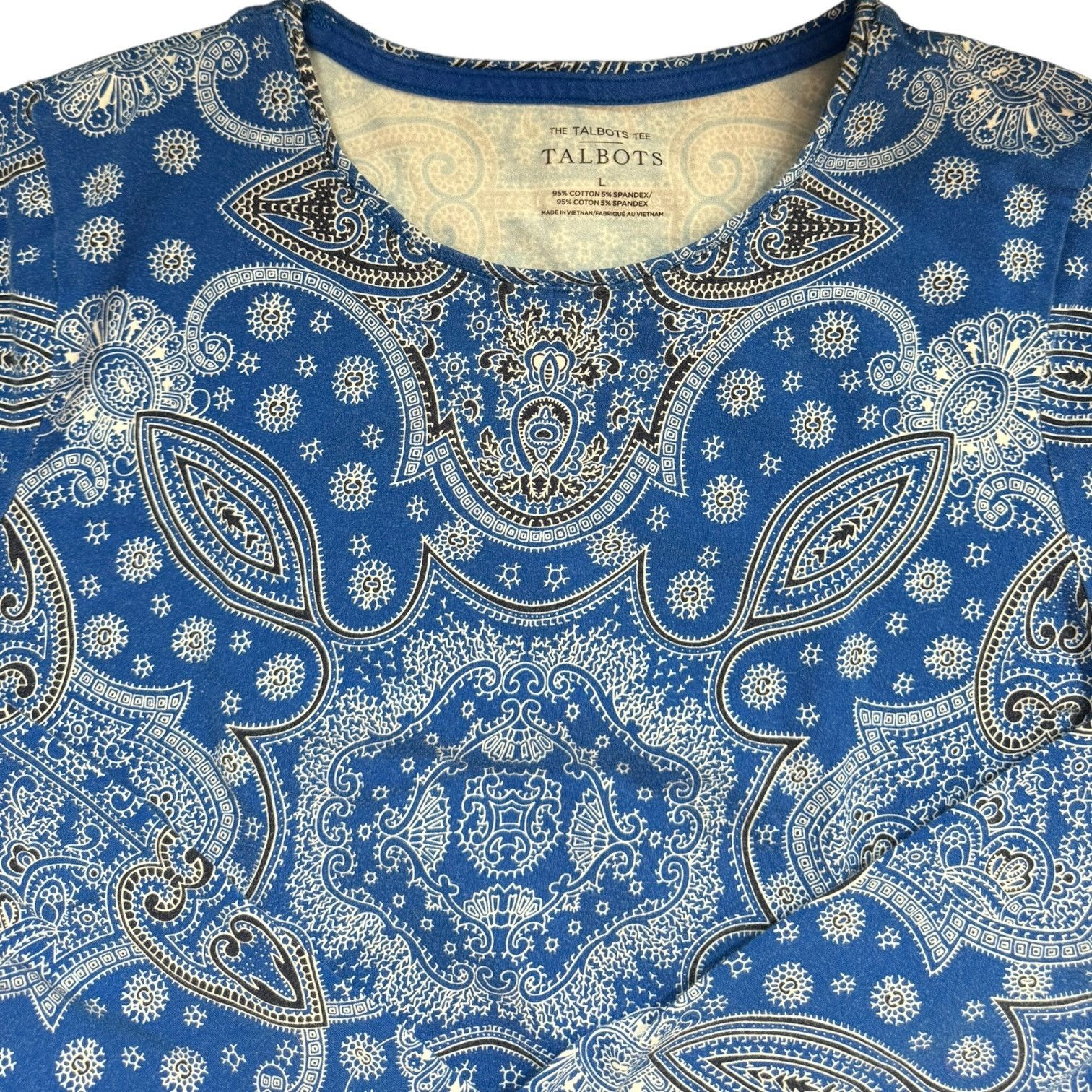 Other The Talbot's Tee Blue White Black Paisley Pattern Large Size L / US 10 / IT 46 - 4 Thumbnail