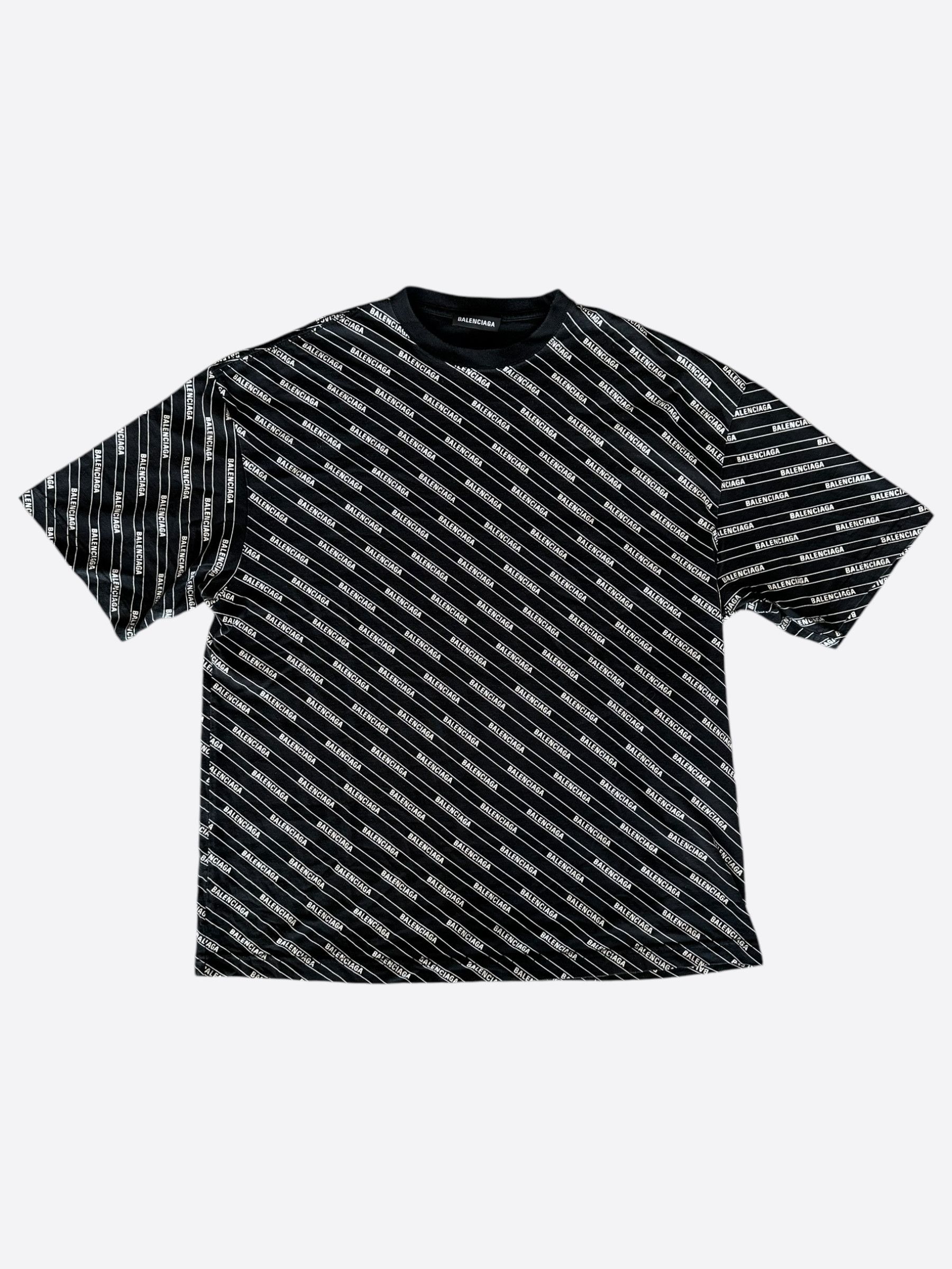 Balenciaga Balenciaga Black & White Logo Striped Shirt Size US M / EU 48-50 / 2 - 1 Thumbnail