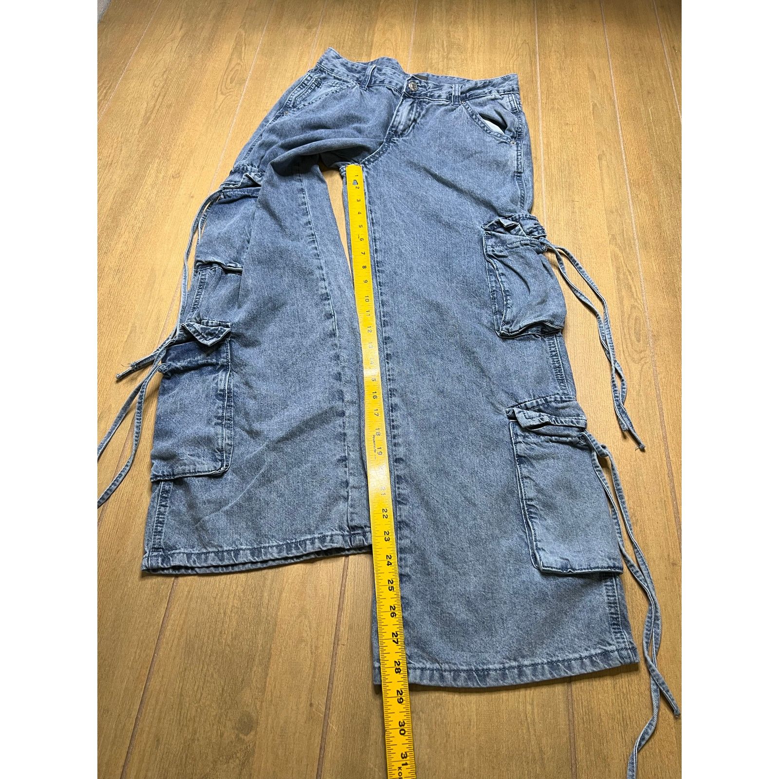 Vintage Simple Society Womens Cargo Jeans Wide Leg Y2K Baggy 5/27 Size 27" / US 4 / IT 40 - 7 Thumbnail