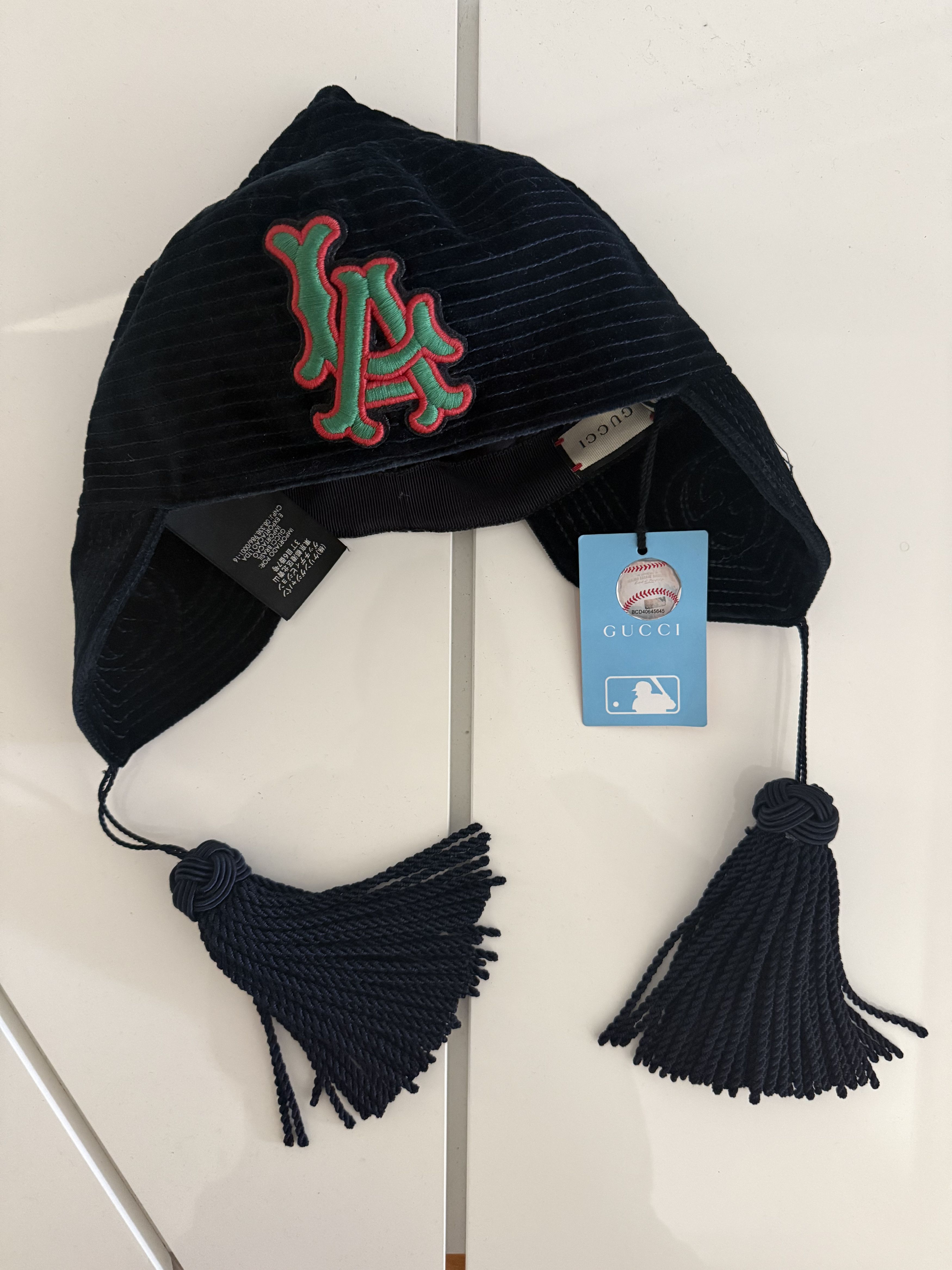 Gucci Gucci x Los Angeles Dodgers Knit Cotton Hat with Strings Size ONE SIZE - 1 Thumbnail