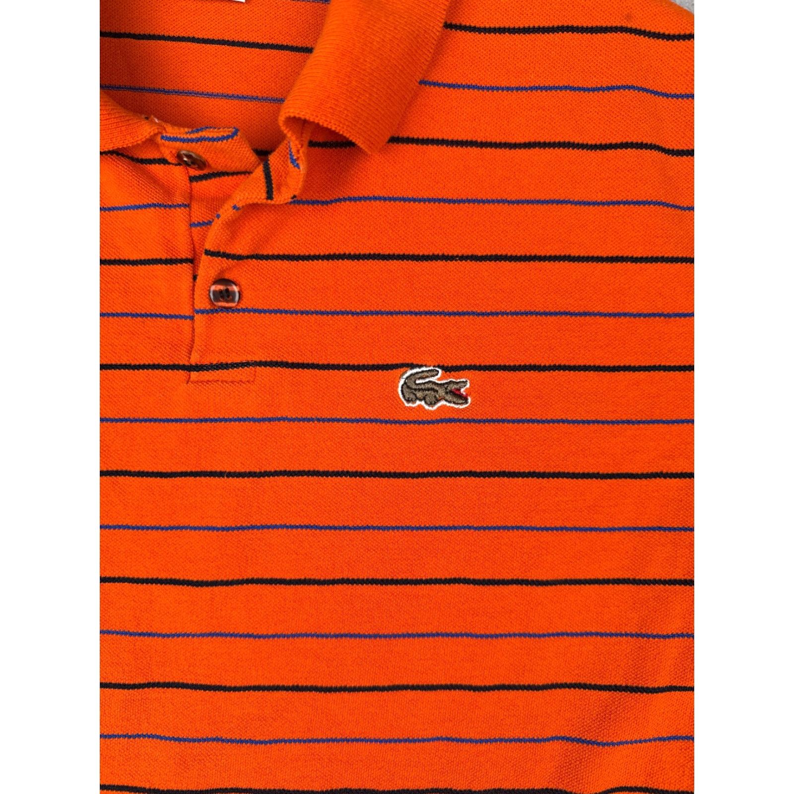 Vintage Polo Shirt Men Medium Orange Stripe Short Sleeve 100% Cotton Embroidered Mens Size US M / EU 48-50 / 2 - 6 Thumbnail