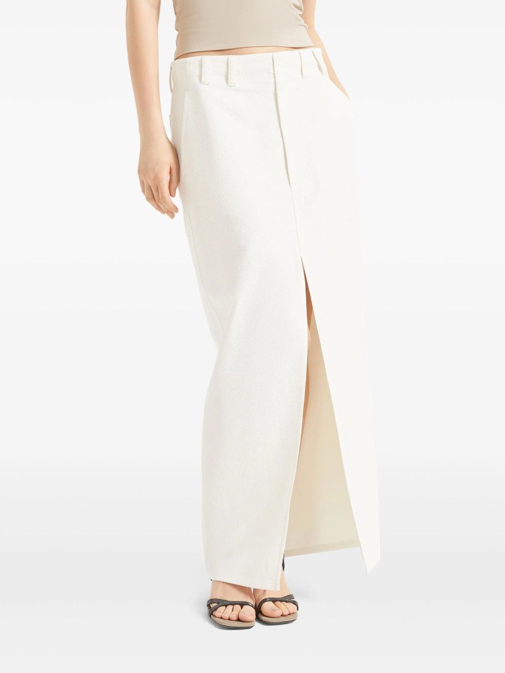 Brunello Cucinelli o1la1rc1a0326 Cavalry Chinos Skirt in White Size 27" / US 4 / IT 40 - 3 Thumbnail