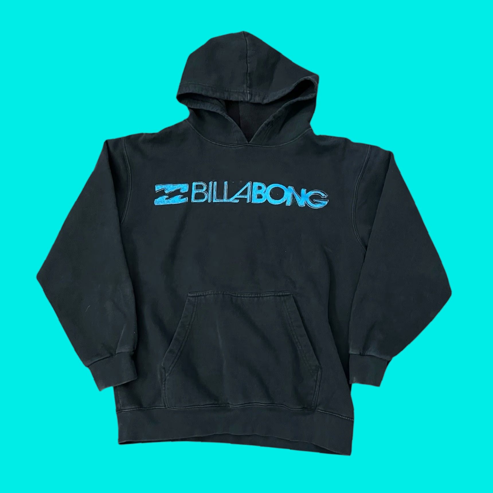 Billabong VINTAGE Billabong Mens Large Hoodie 90s Grunge Surf Logo Blue Black Sweatshirt Pullover Size US L / EU 52-54 / 3 - 1 Thumbnail