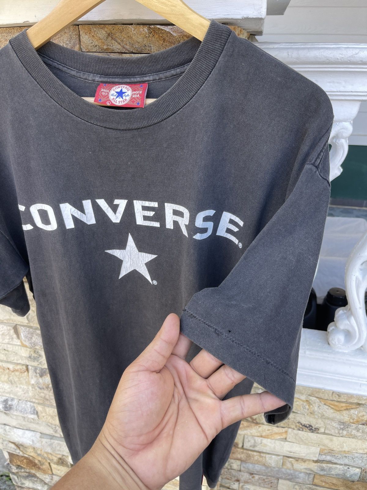Converse × Vintage Last Drop🔥Rare🔥Sun Faded Vintage 90s CONVERSE T-Shirt Size US L / EU 52-54 / 3 - 9 Thumbnail
