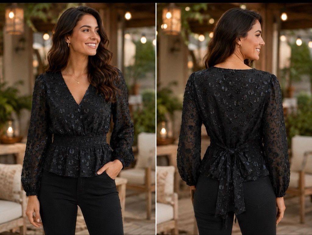 J.Crew Women's J.Crew Black Long Sleeve V-Neck Blouse S Size S / US 4 / IT 40 - 1 Thumbnail