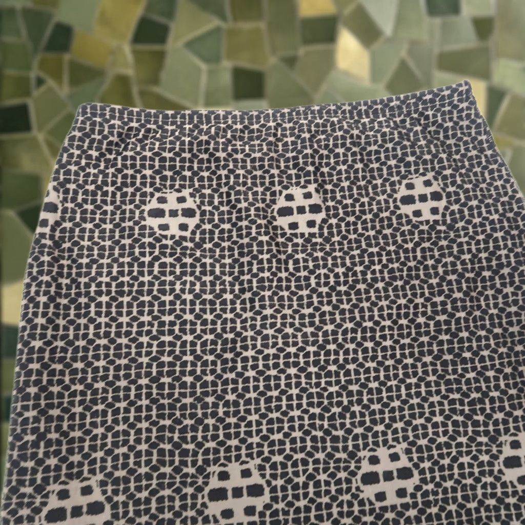 Vintage VINTAGE Henna Skirt Geometric Midi S Black Tan Grid Mandala Print A-Line Women XS? Size 28" / US 6 / IT 42 - 1 Thumbnail