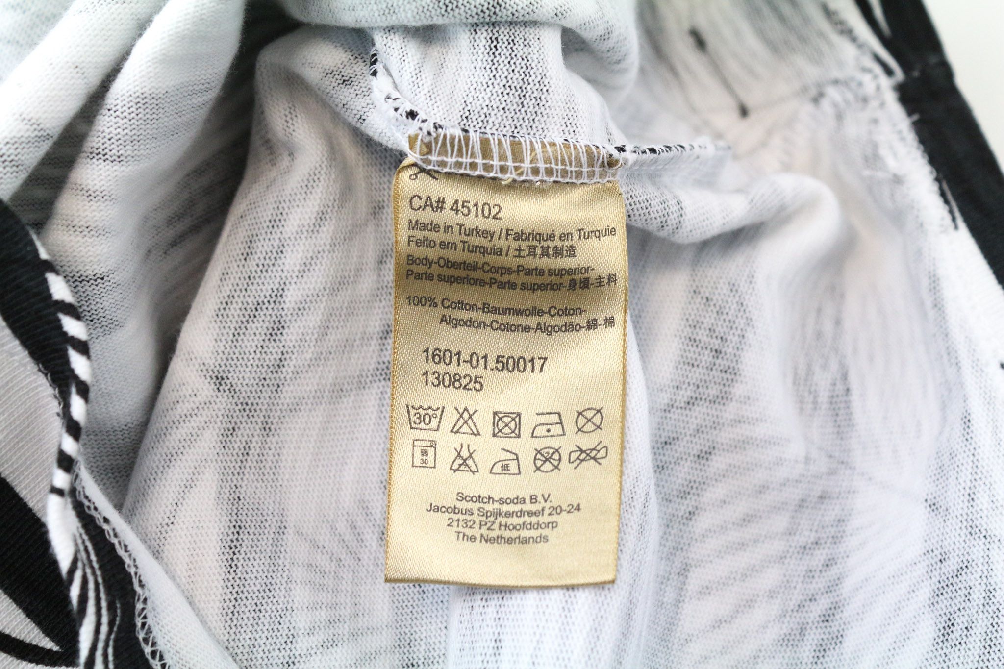 Scotch & Soda AMS COUTURE XL White Black Cotton T-Shirt 75752 Size US XL / EU 56 / 4 - 5 Thumbnail