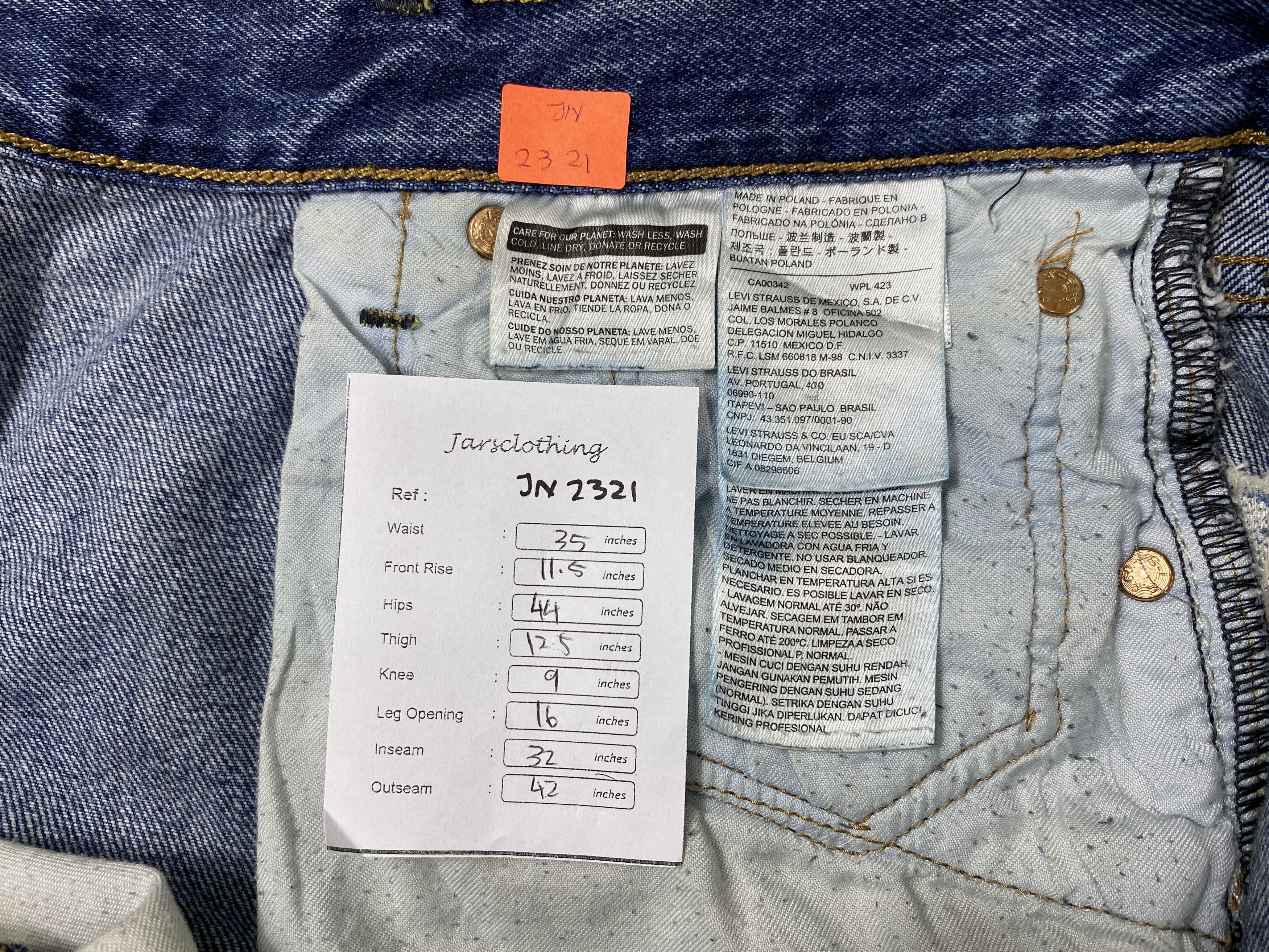 Levi's Blue Vintage Levi's 501 Jeans 35x32 Denim -JN2321 Size US 35 - 8 Thumbnail
