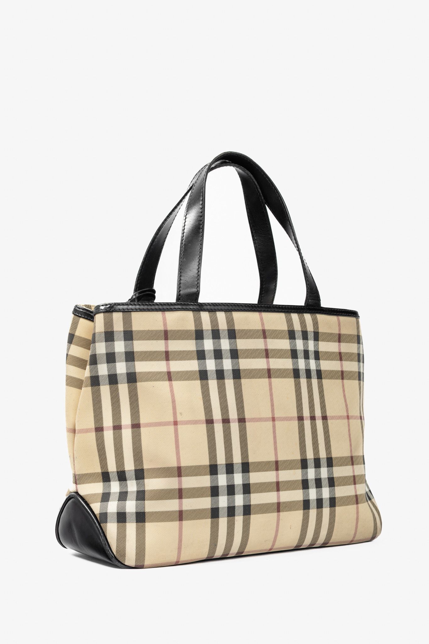 Burberry Burberry House-Check Canvas Leather-Trim Tote Size ONE SIZE - 2 Thumbnail
