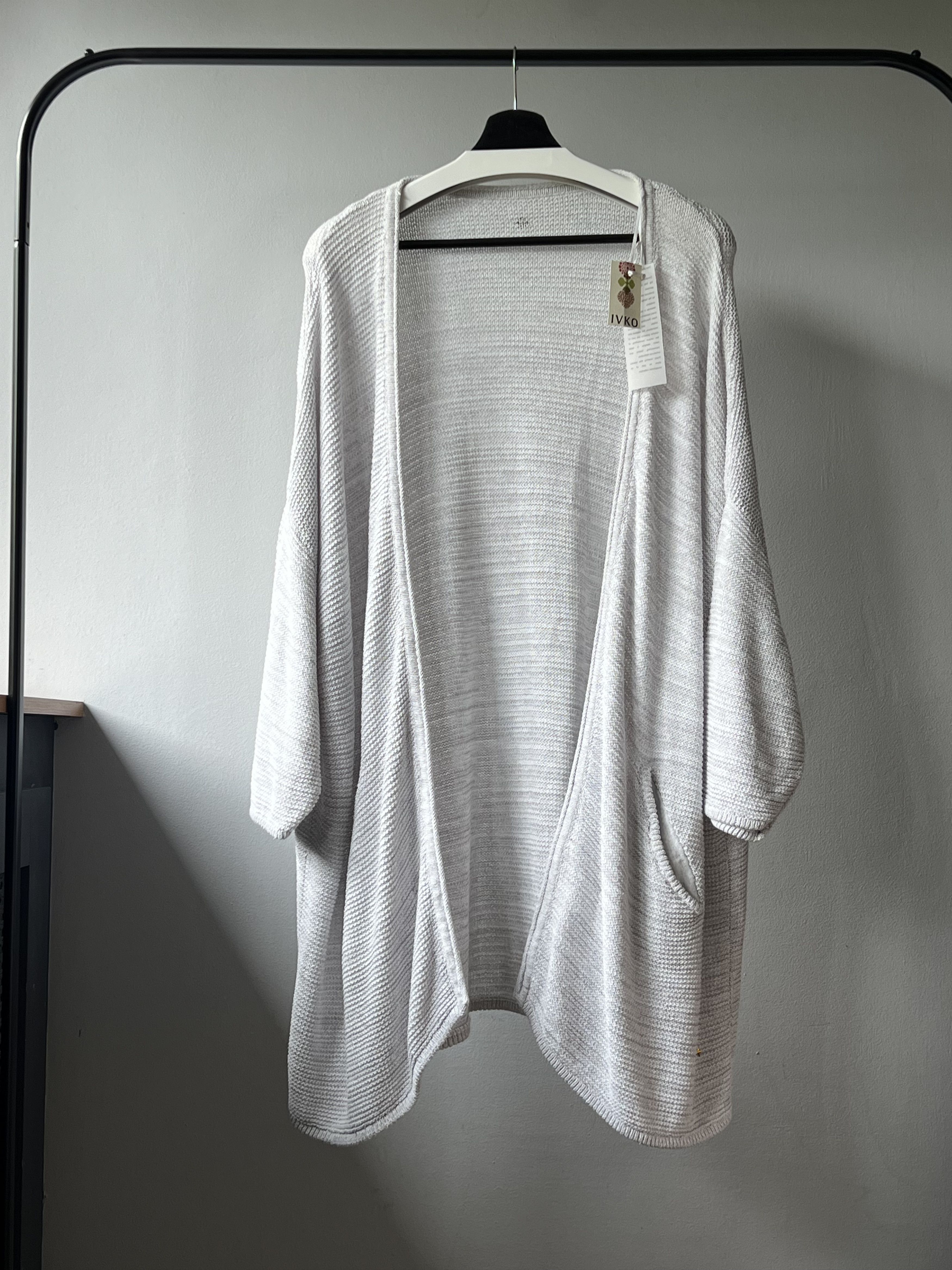 Designer Ivko White Printed Stars Knitted Oversized Women's Cardigan Size XS / US 0-2 / IT 36-38 - 1 Thumbnail