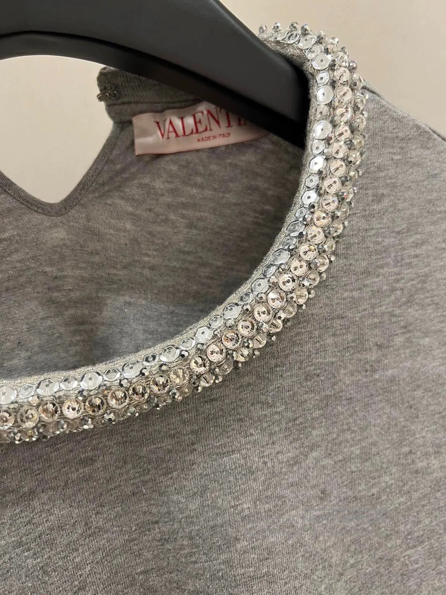 Valentino Valentino Gray Crystal Collar Short Sleeve. Size US L / EU 52-54 / 3 - 3 Thumbnail