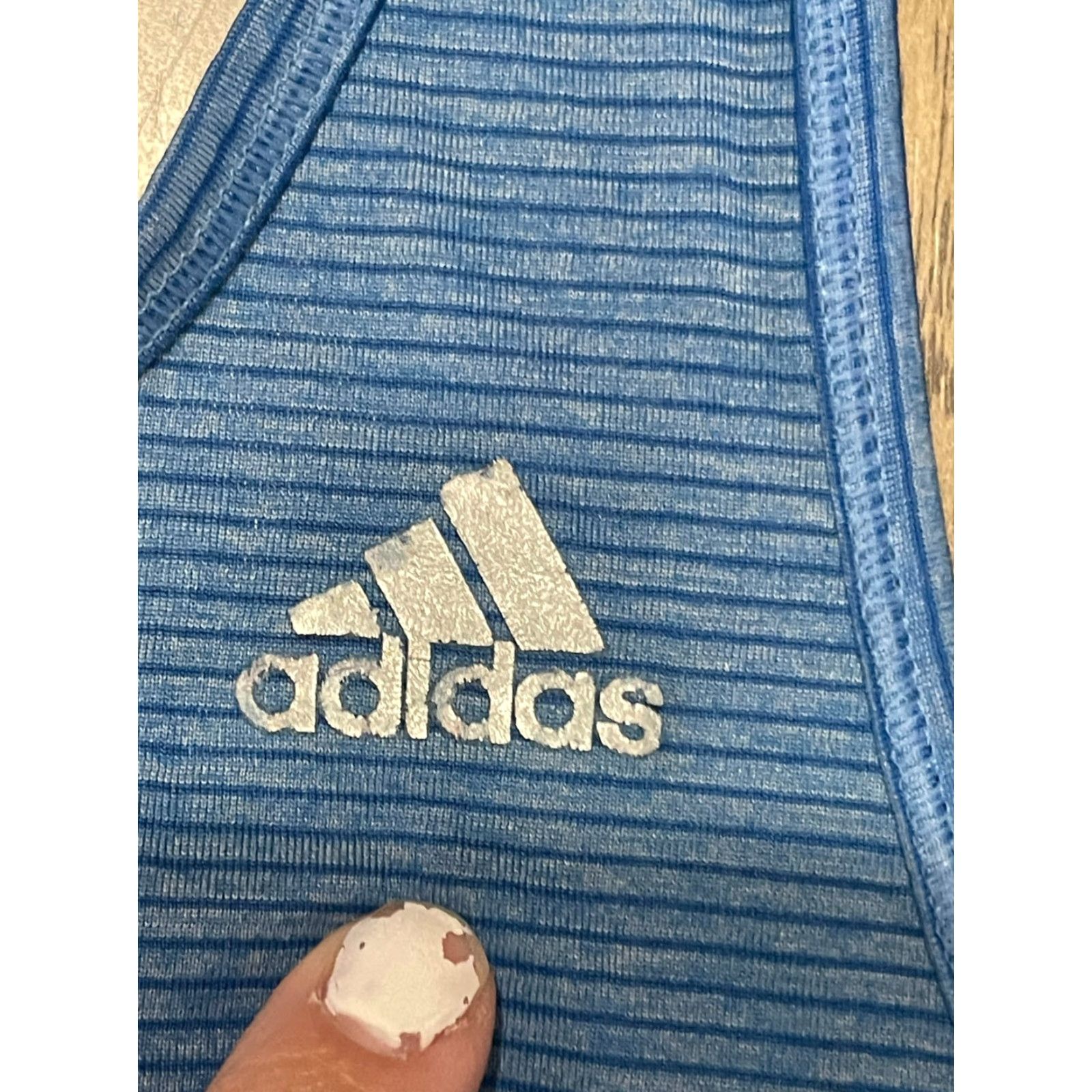 Logo 7 adidas Shirt Women's Large Blue Striped Athletic Top Tank Size L / US 10 / IT 46 - 5 Thumbnail