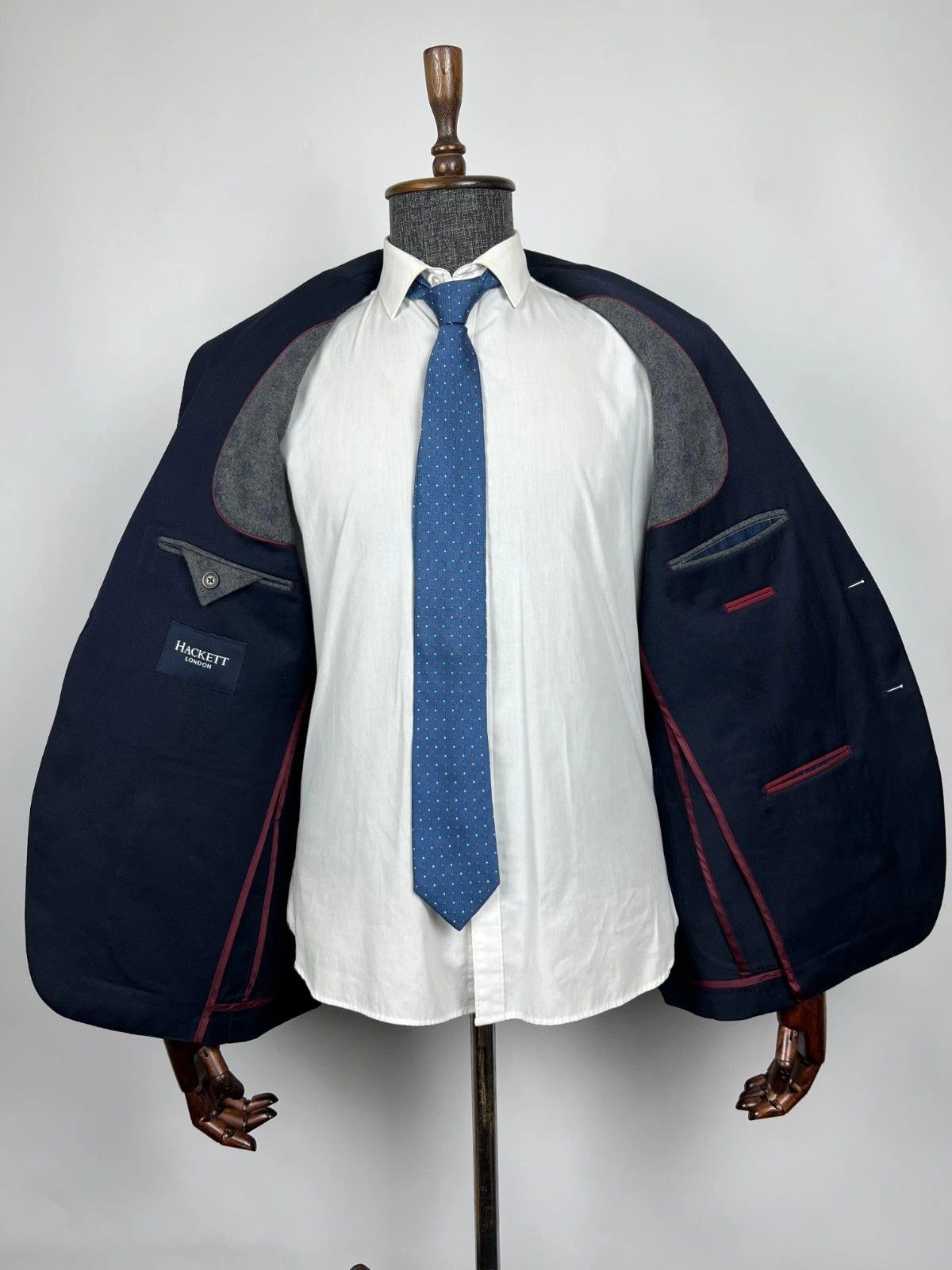 Hackett Hackett London Plain Flannel Half Lined Blazer Jacket Size 44R - 8 Thumbnail